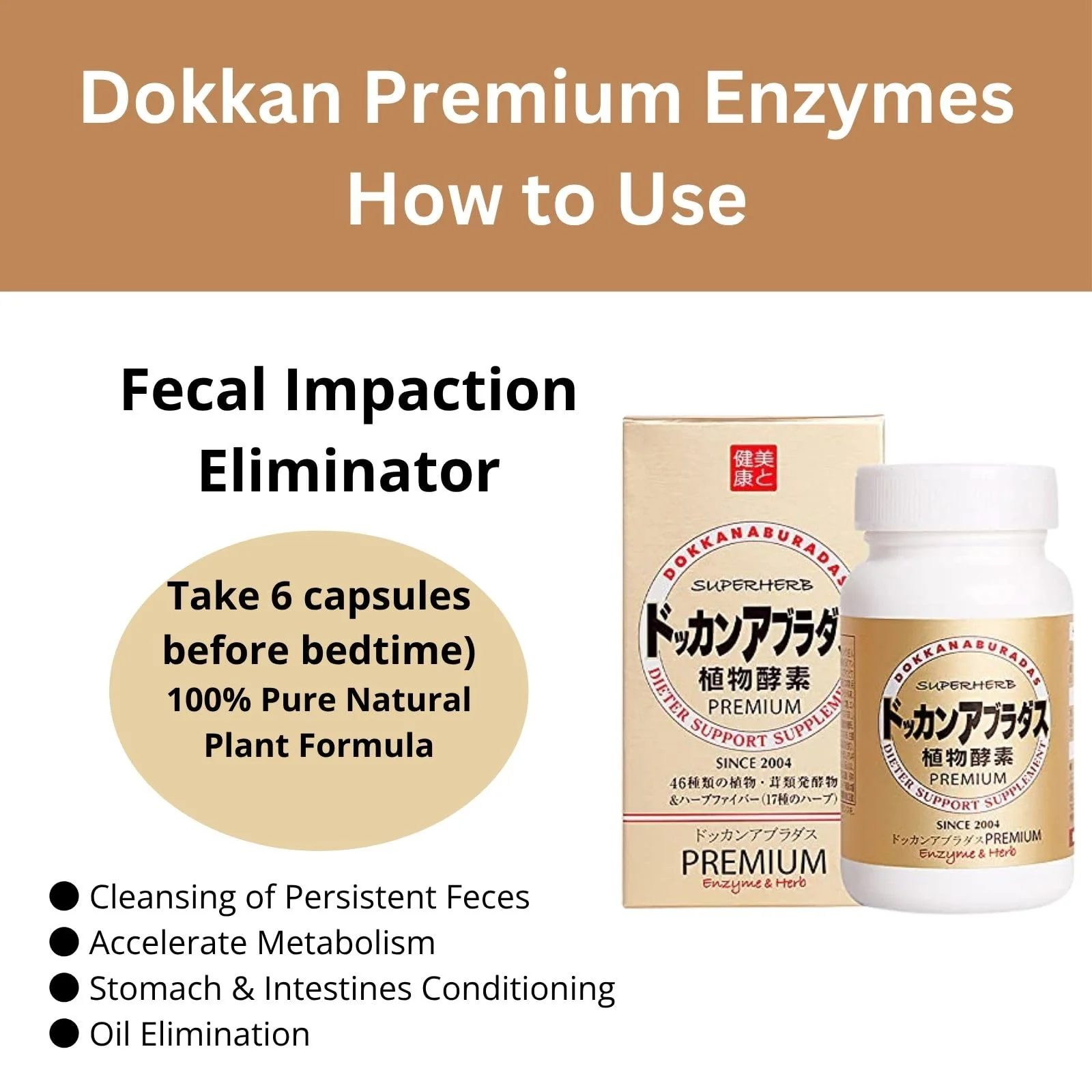 DOKKANABURADAS Natural Digestive Enzymes & Superfoods Multi-Herb Supplement – 46 Vegetables & 17 Herbal Fibers for Metabolism & Gut Health, Made in Japan, 180 Tablets, Premium - Image 6