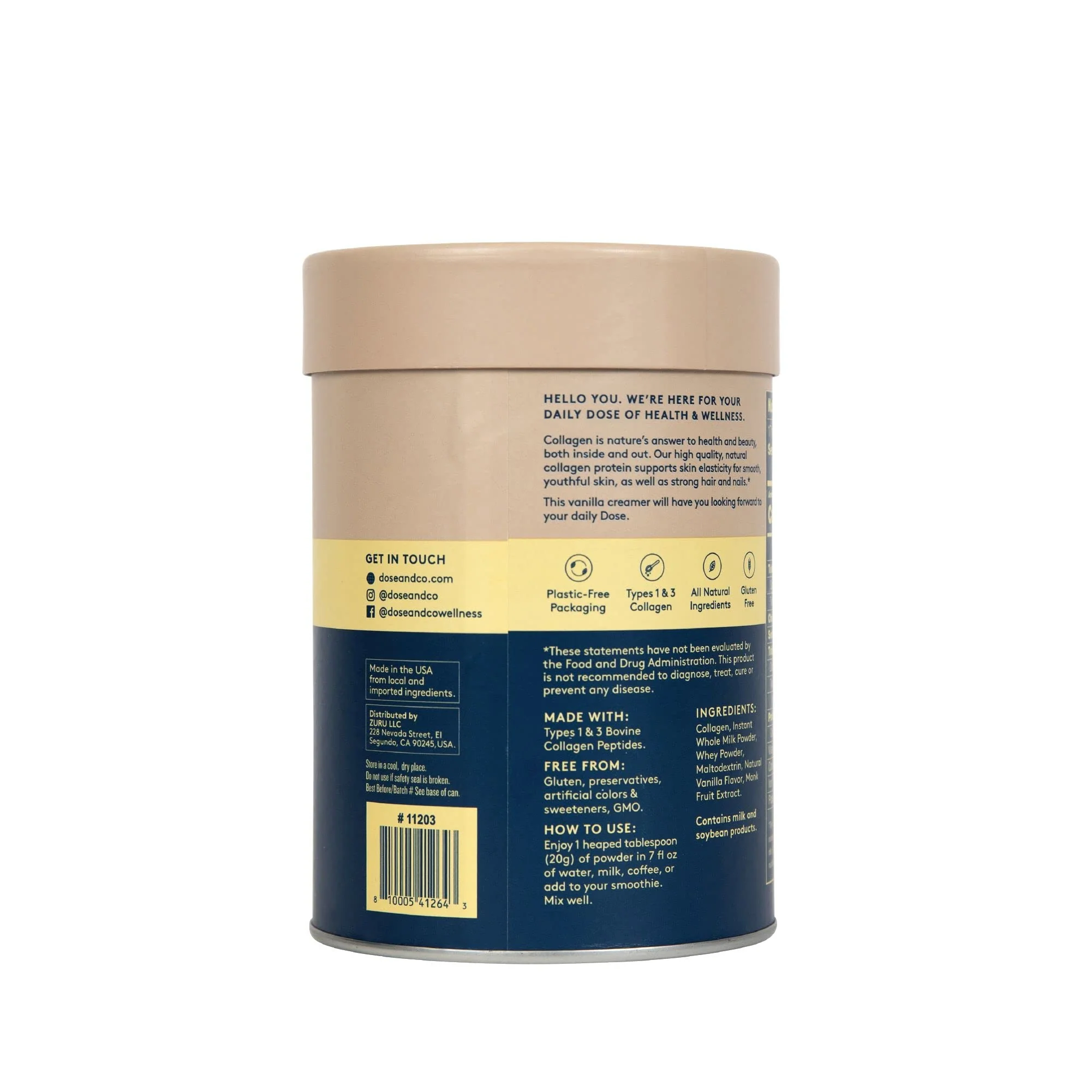 DOSE & CO. Collagen Creamer Vanilla - 12oz (340g) | Collagen Coffee Creamer - Image 2