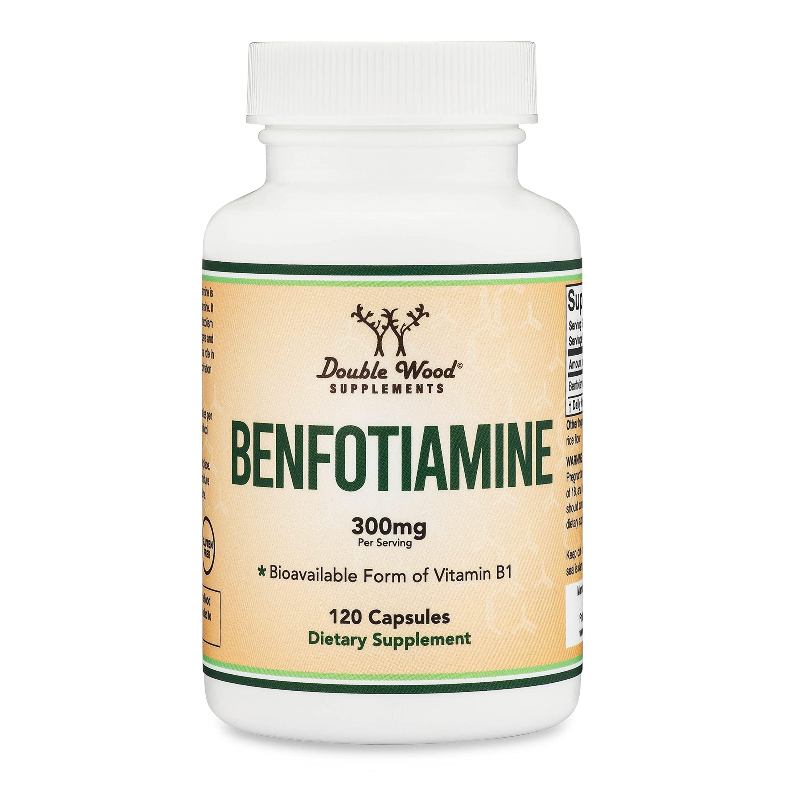 Double Wood Benfotiamine 300mg Servings – 2-Pack, 120 Capsules per Bottle, Third-Party Tested, Non-GMO - Image 5