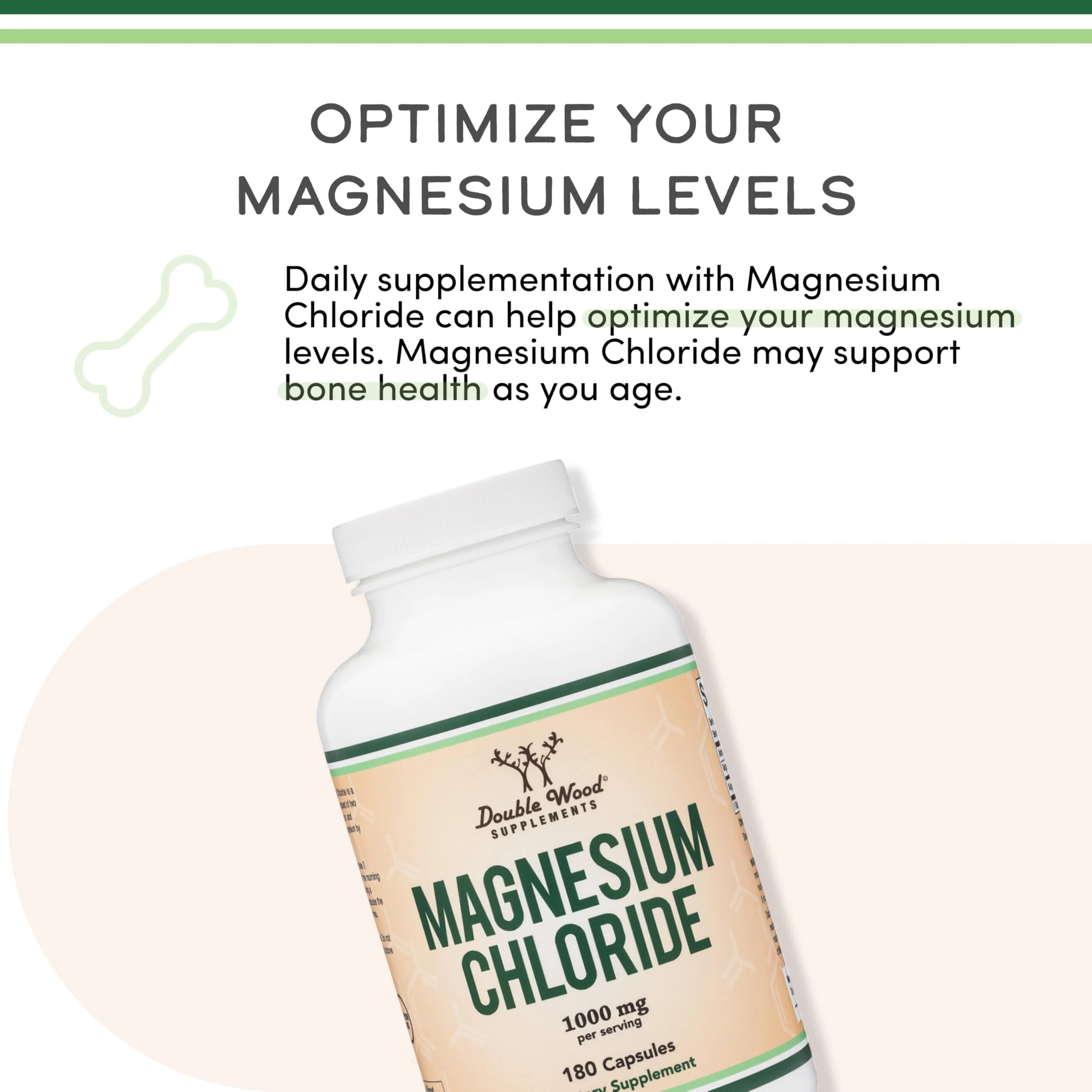 Double Wood Magnesium Chloride – 180 Capsules, 1000 mg per Serving, Supports Digestive & Bone Health – Non-GMO & Gluten Free (Pack of 2) - Image 5