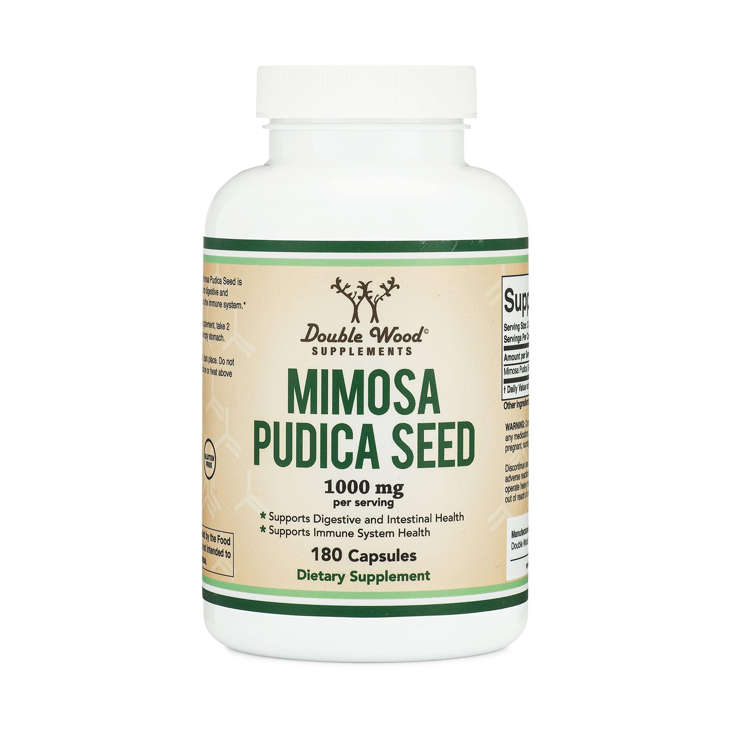 Double Wood Mimosa Pudica Seed Capsules 1000mg – Digestive Support – Pack of 2 (360 Capsules) - Image 5