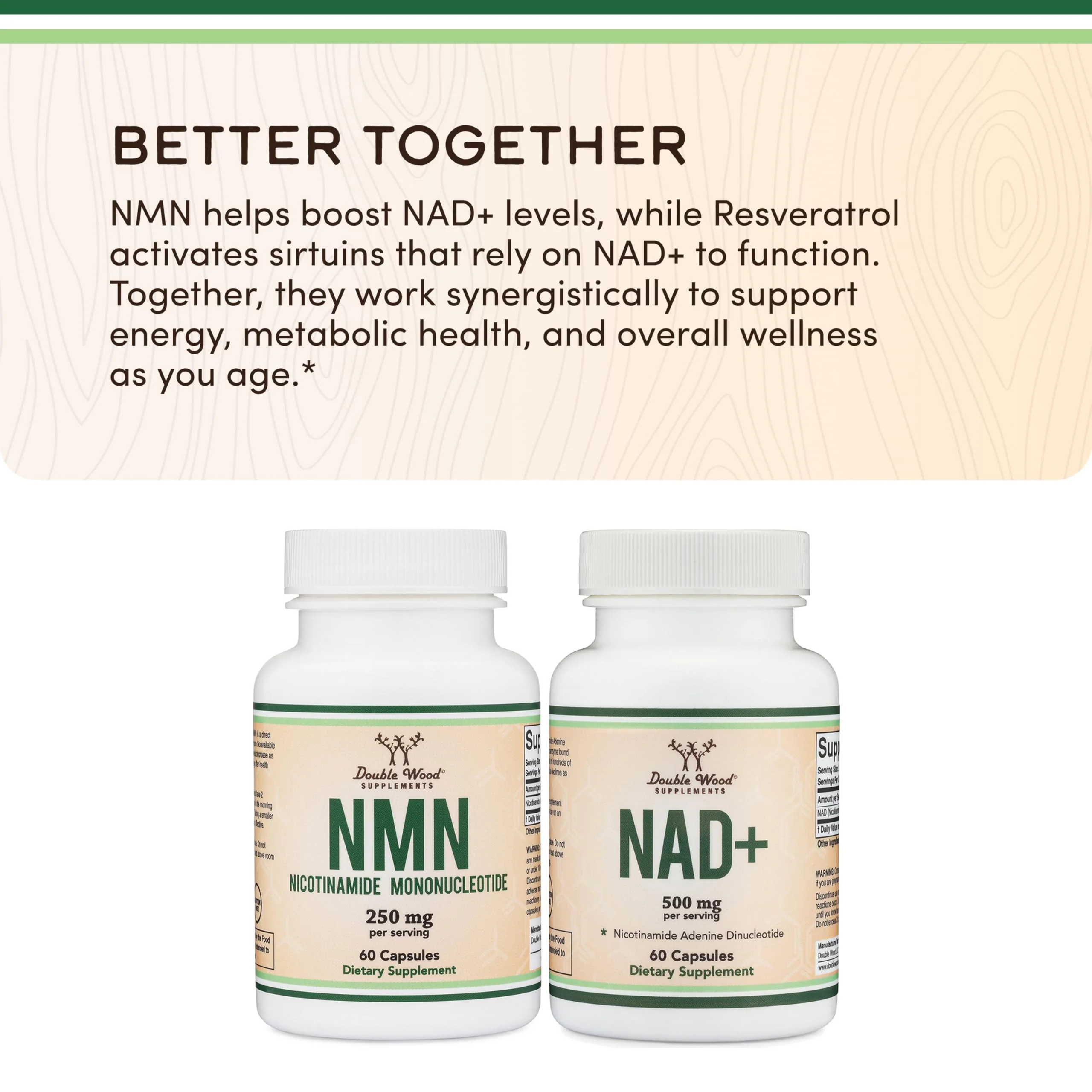 Double Wood NMN 250mg – 60 Capsules, 30 Servings, Gluten Free - Image 5
