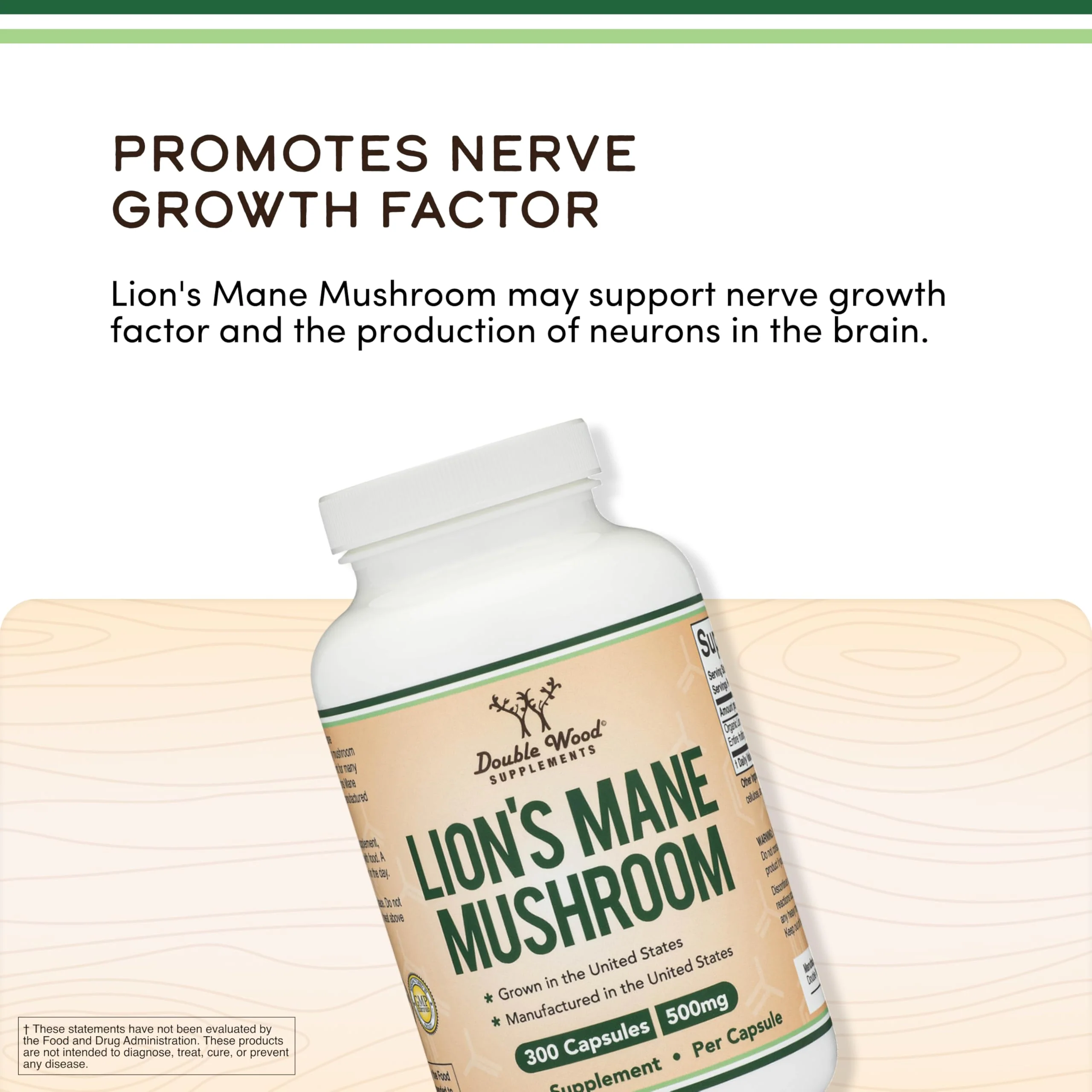 Double Wood Organic Lions Mane Capsules (300 ct) – Focus & Immune Support, USA-Grown - Image 6