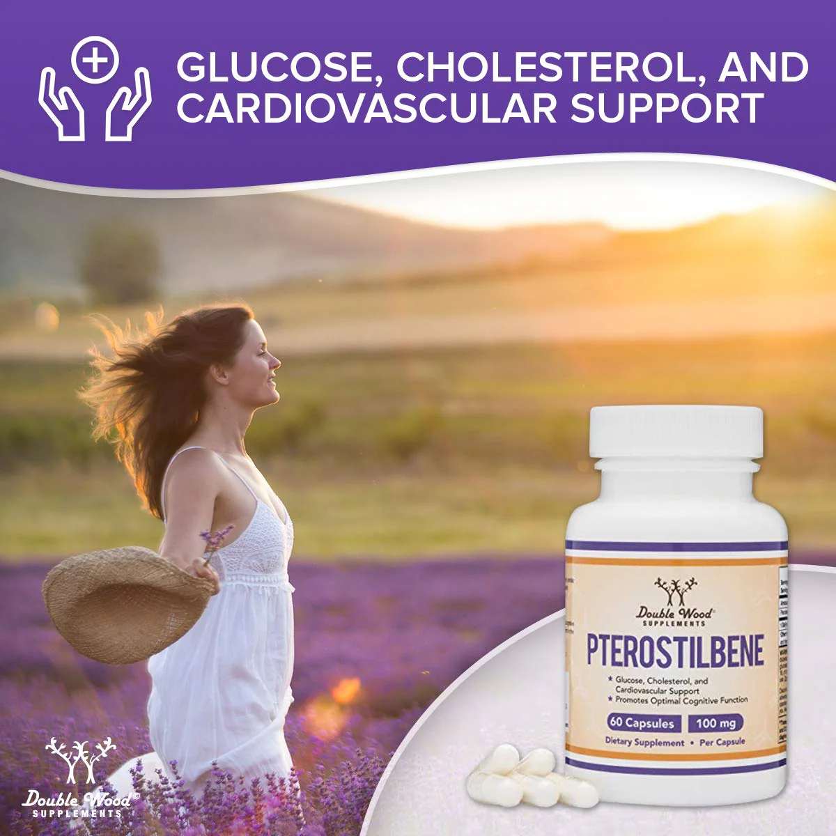 Double Wood Pterostilbene 100mg Capsules – 60 Count Pack of 2 | Third-Party Tested, Non-GMO, Gluten Free - Image 6