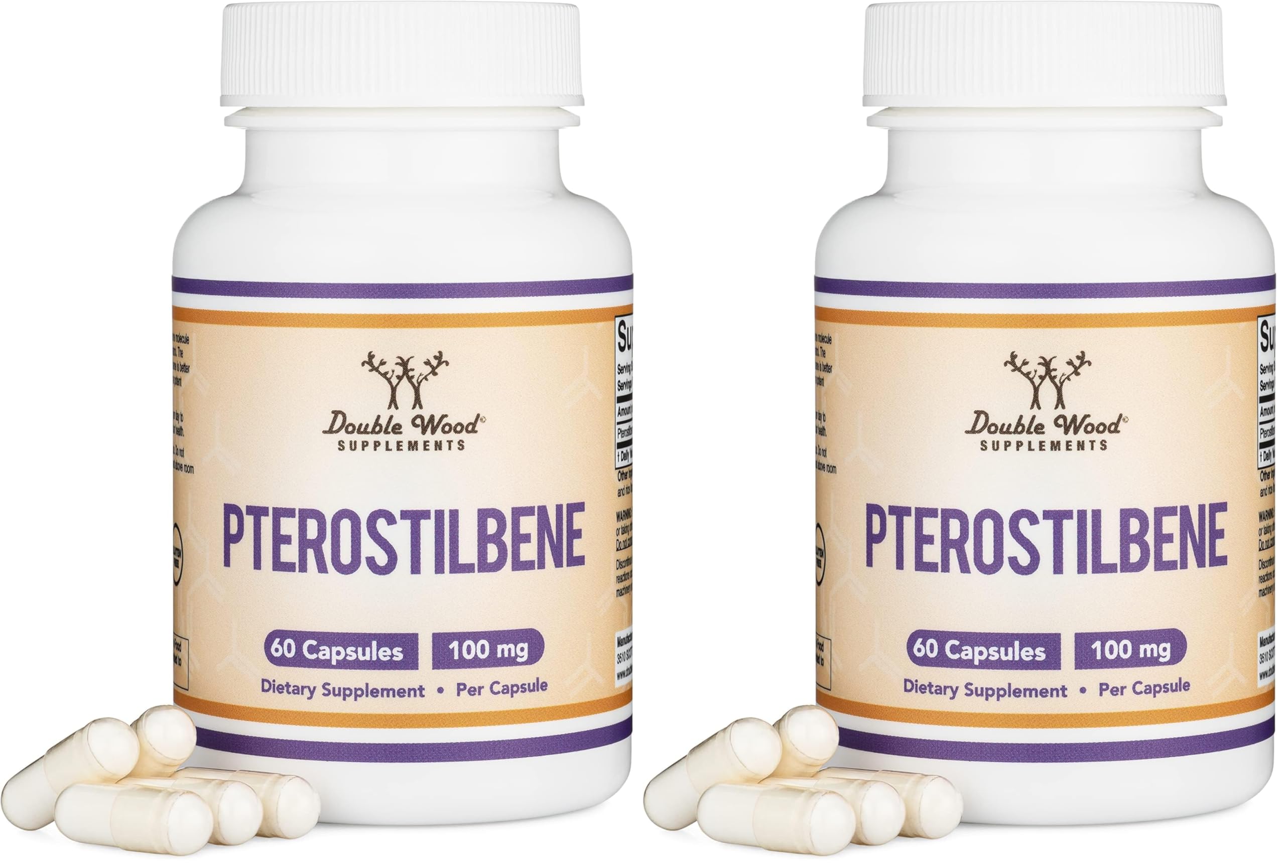 Double Wood Pterostilbene 100mg Capsules – 60 Count Pack of 2 | Third-Party Tested, Non-GMO, Gluten Free - Image 8