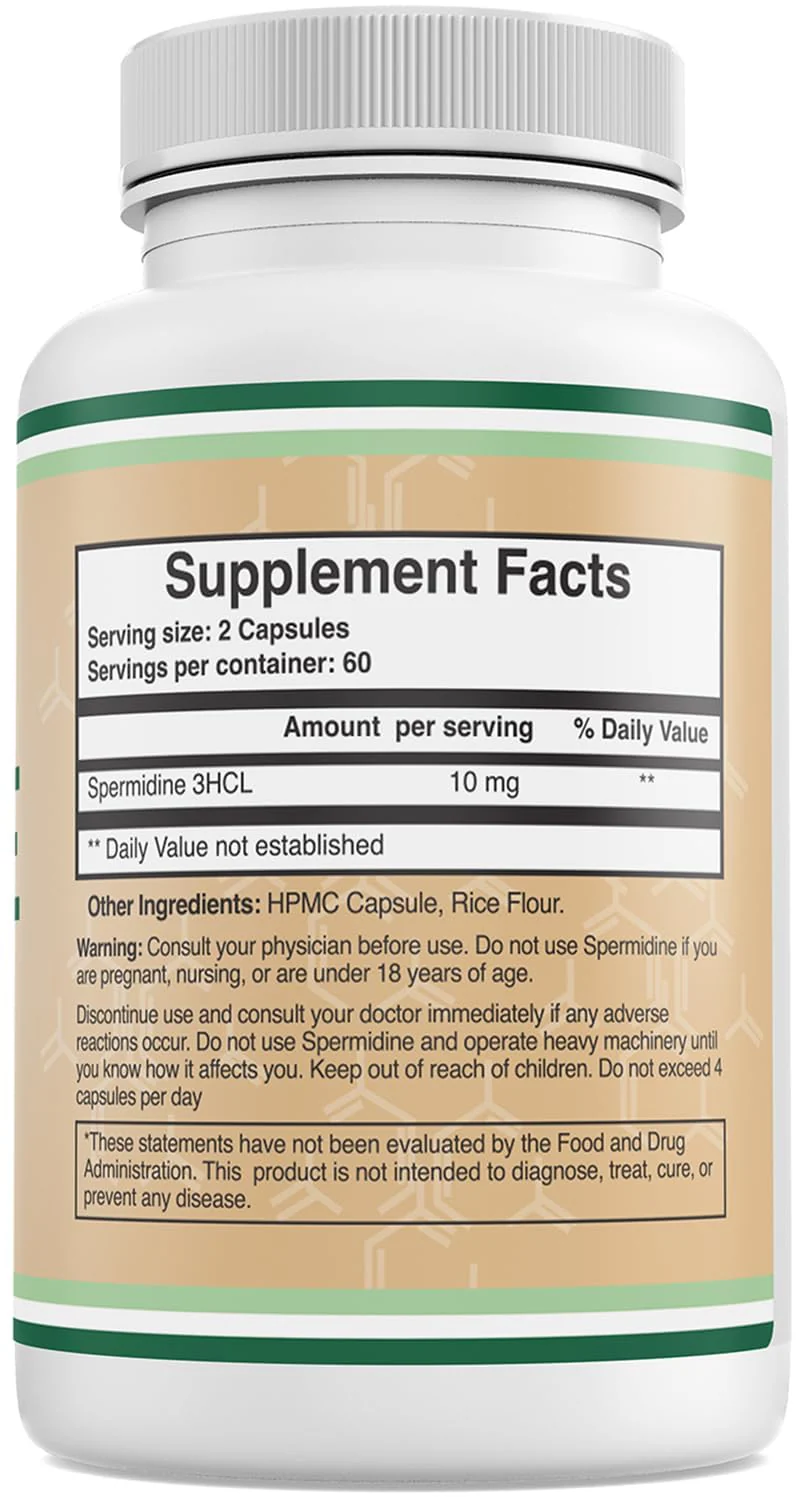 Double Wood Spermidine Supplement 10 mg (99% Spermidine 3HCl) – 120 Capsules – Third-Party Tested - Image 11