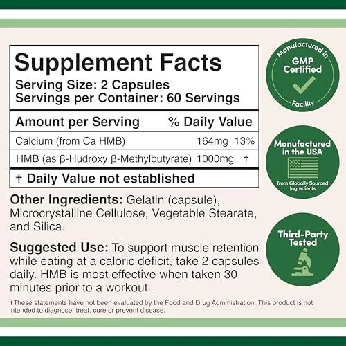 Double Wood Supplements HMB Supplement – 120 Capsules, Pack of 2, 1000 mg per Serving, Gluten Free, Non-GMO, Third-Party Tested - Image 11