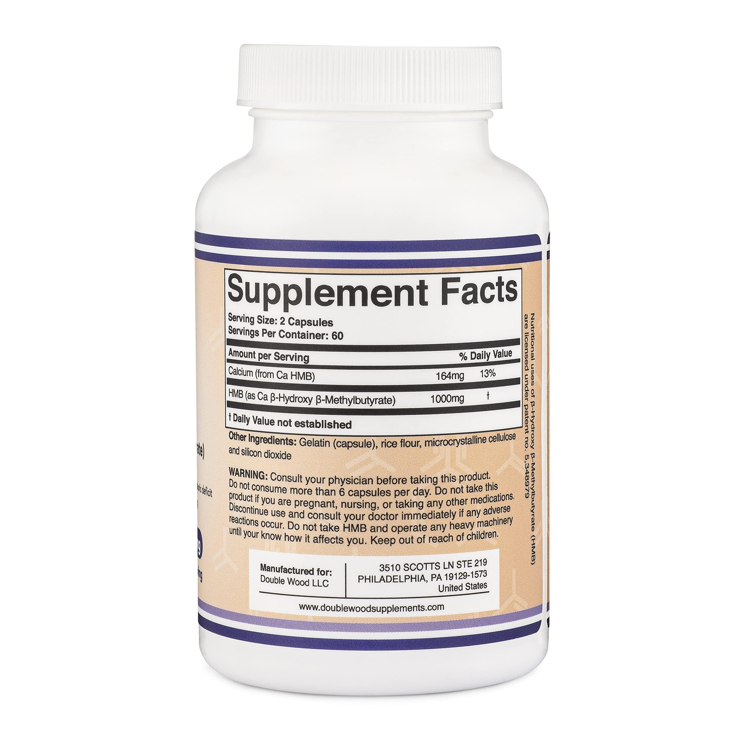 Double Wood Supplements HMB Supplement – 120 Capsules, Pack of 2, 1000 mg per Serving, Gluten Free, Non-GMO, Third-Party Tested - Image 12