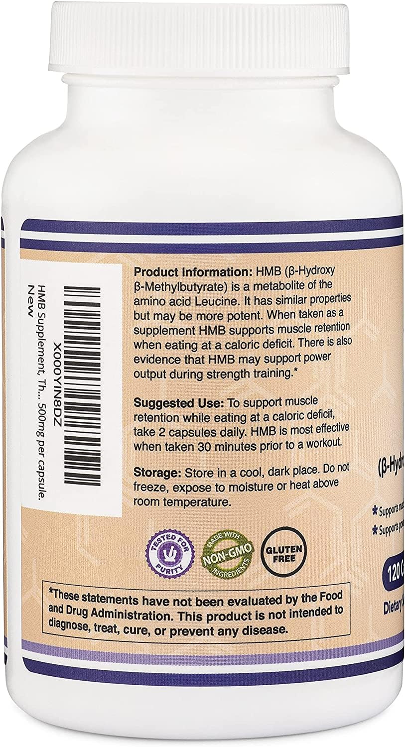 Double Wood Supplements HMB Supplement – 120 Capsules, Pack of 2, 1000 mg per Serving, Gluten Free, Non-GMO, Third-Party Tested - Image 5