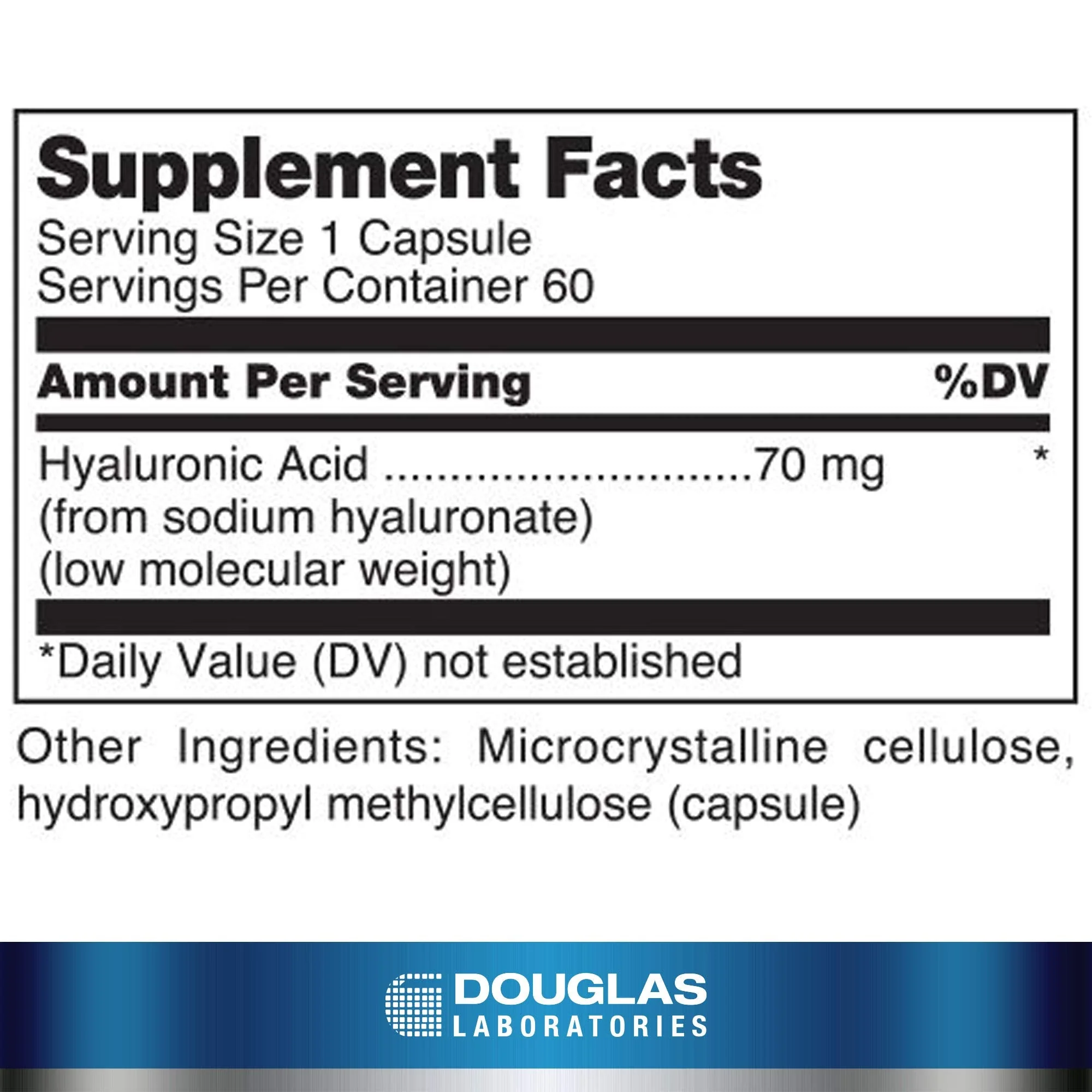 Douglas Laboratories Hyaluronic Acid | 70 mg Hyaluronic Acid for Joint and Skin Health | 60 Capsules - Image 2