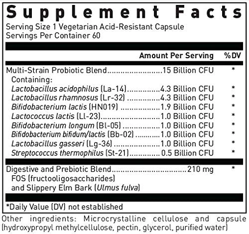 Douglas Laboratories Multi-Probiotic 15B – Shelf-Stable Probiotic with Prebiotic FOS, 60 Vegetarian Capsules - Image 2