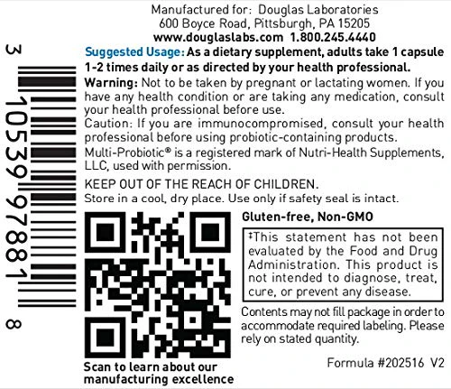 Douglas Laboratories Multi-Probiotic 15B – Shelf-Stable Probiotic with Prebiotic FOS, 60 Vegetarian Capsules - Image 3
