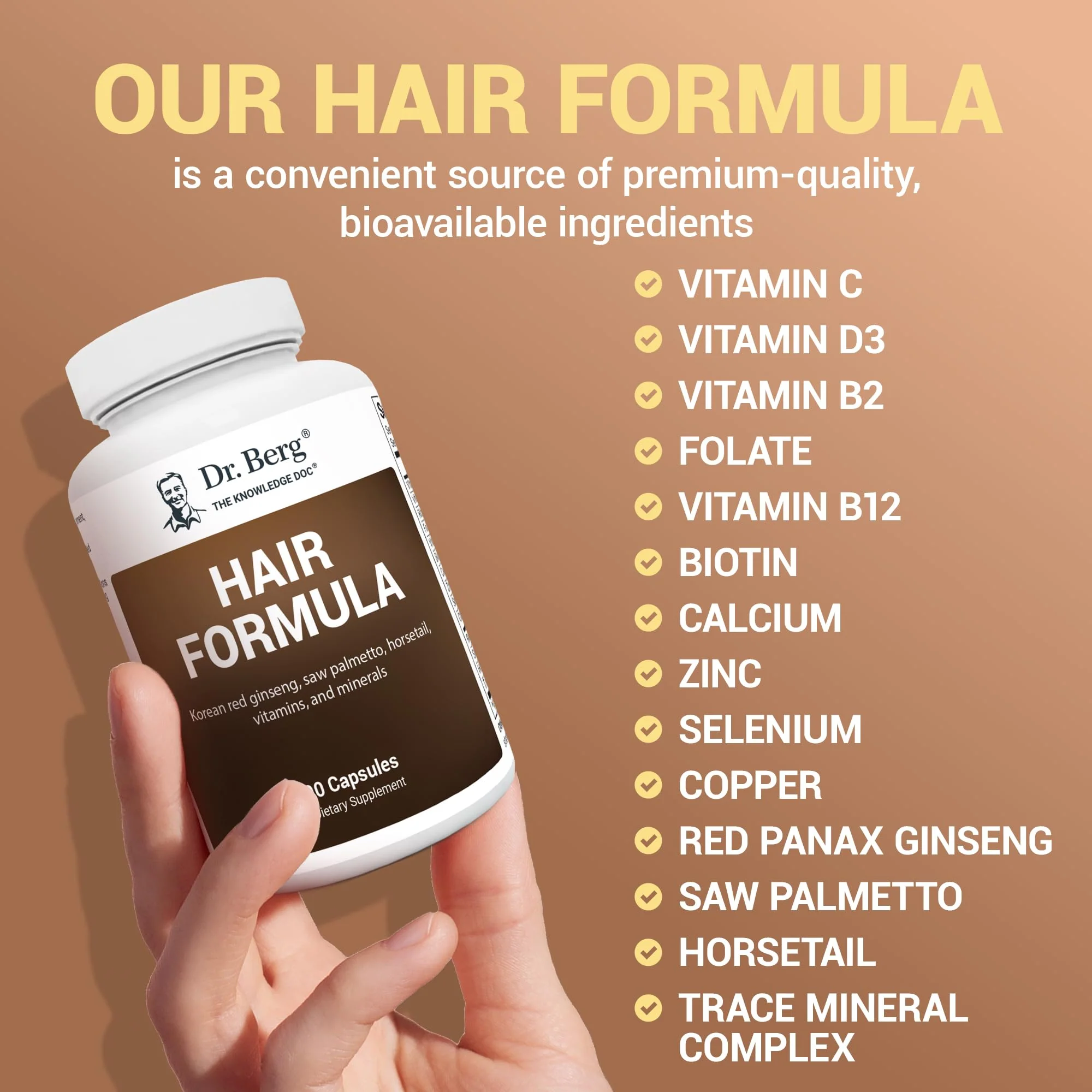 Dr. Berg All-in-One Vitamins for Hair, Skin & Nails – Advanced Formula (90 Veg Capsules) - Image 6