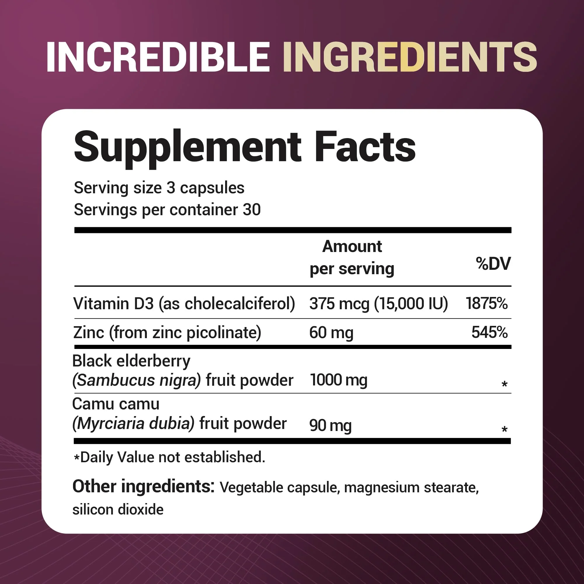 Dr. Berg Black Elderberry Capsules (4-in-1) with 15,000 IU Vitamin D, 60 mg Zinc & 90 mg Camu Camu – Advanced Immune Support, 90 Capsules - Image 8