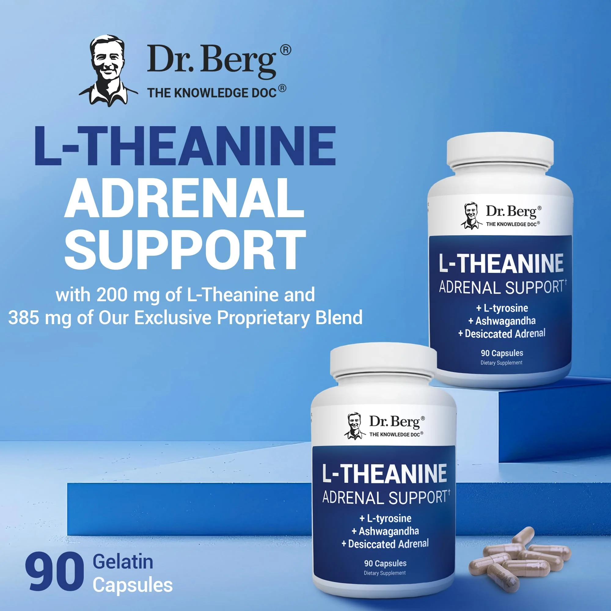 Dr. Berg L-Theanine 200mg - Adrenal Support, Stress Relief & Mental Clarity - 90 Gelatin Capsules - Image 4