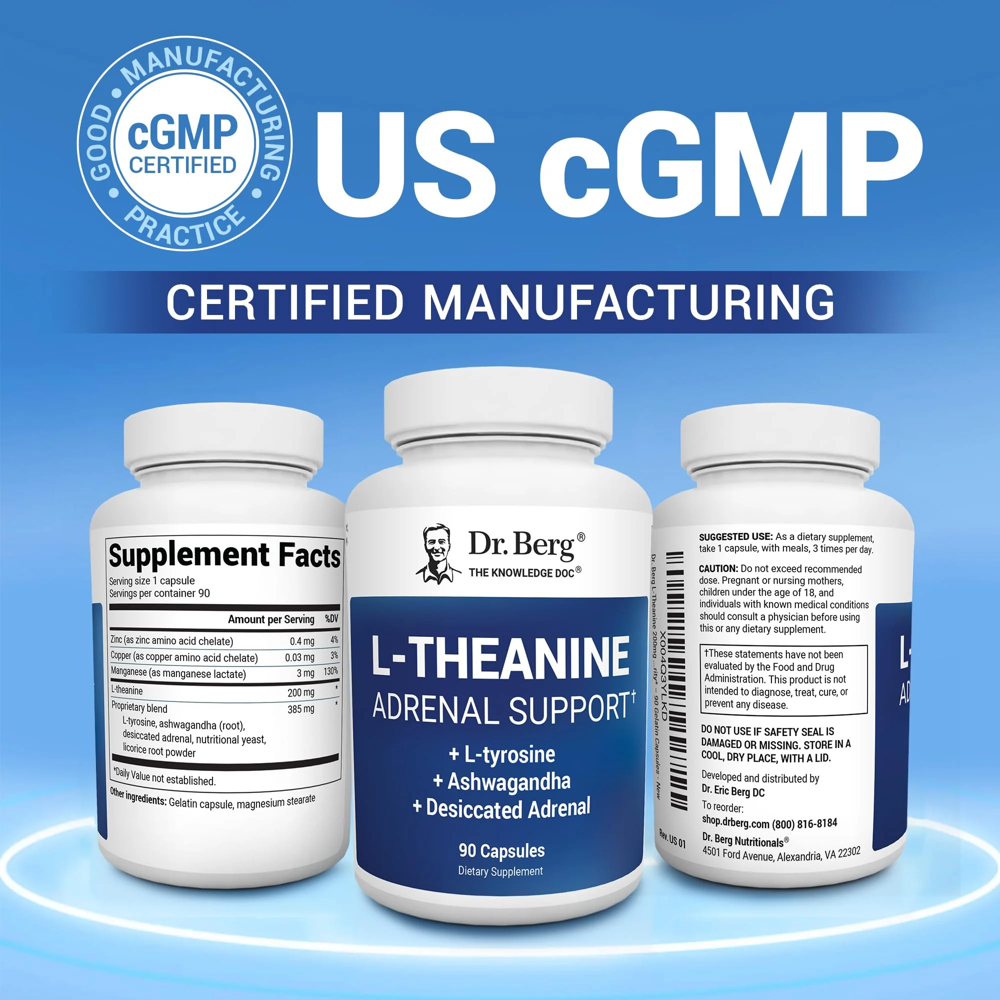 Dr. Berg L-Theanine 200mg - Adrenal Support, Stress Relief & Mental Clarity - 90 Gelatin Capsules - Image 5