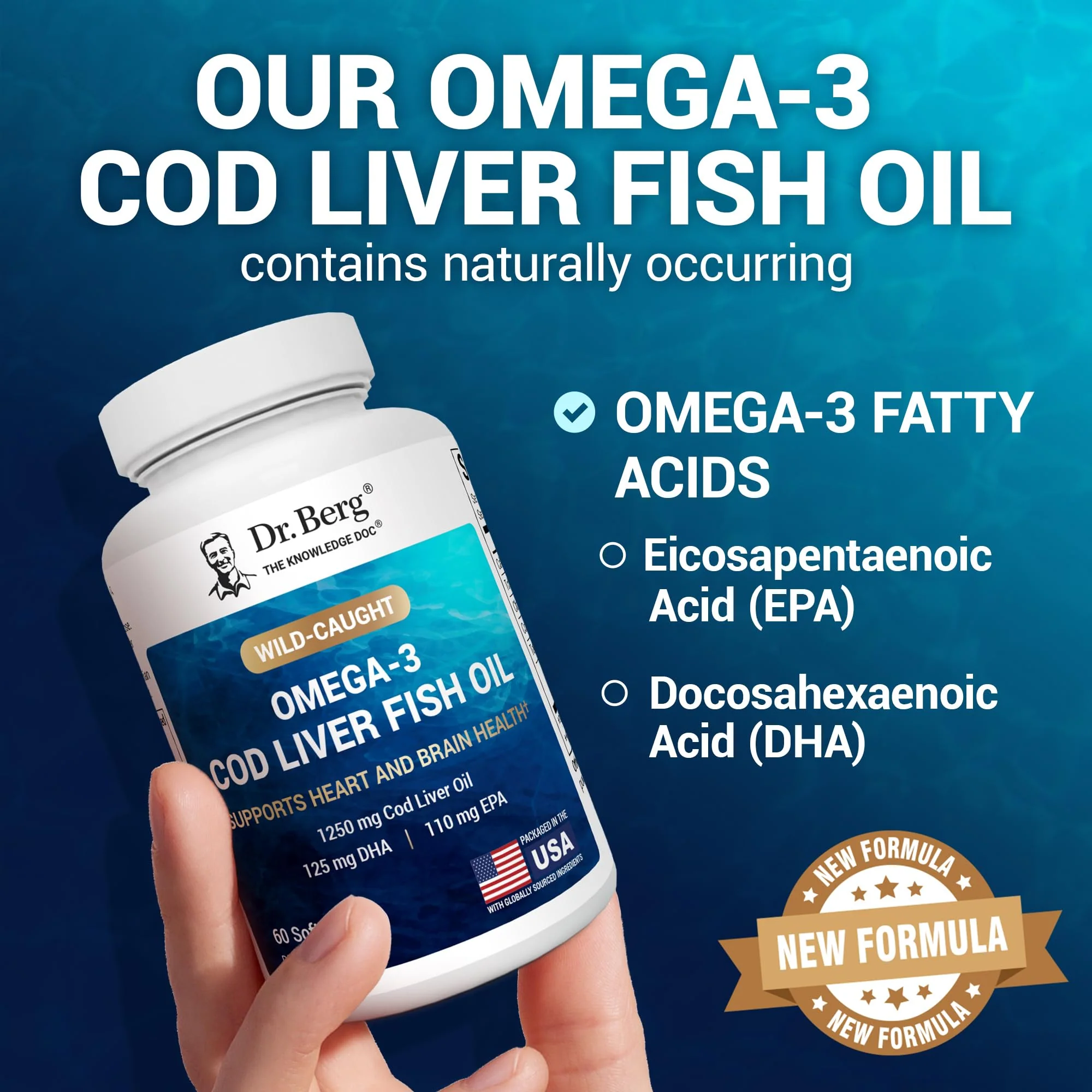 Dr. Berg Maximum Strength Omega-3 Cod Liver Oil 1250 mg – Wild-Caught Cod | Lemon Flavor | EPA/DHA | 60 Softgels - Image 6