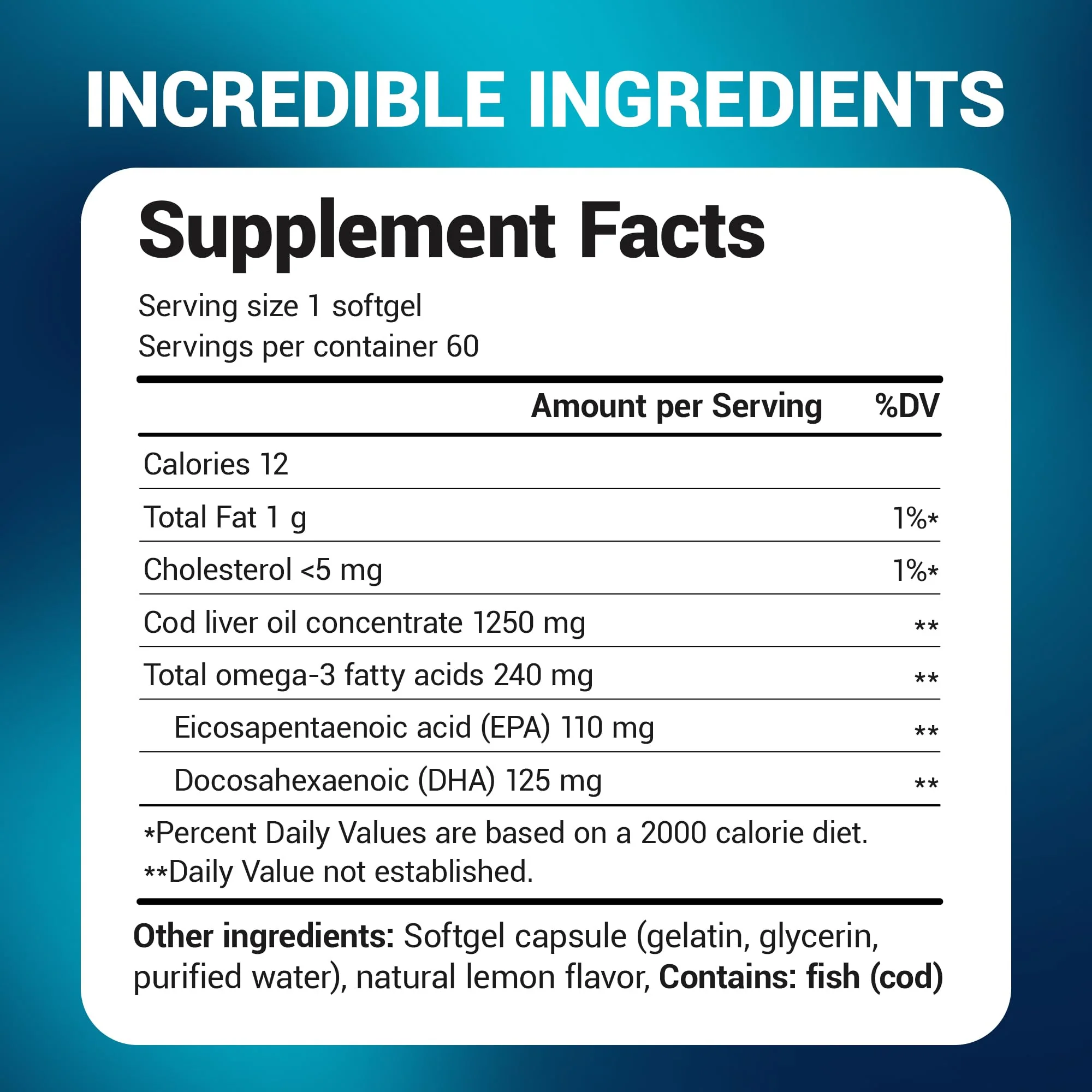 Dr. Berg Maximum Strength Omega-3 Cod Liver Oil 1250 mg – Wild-Caught Cod | Lemon Flavor | EPA/DHA | 60 Softgels - Image 7