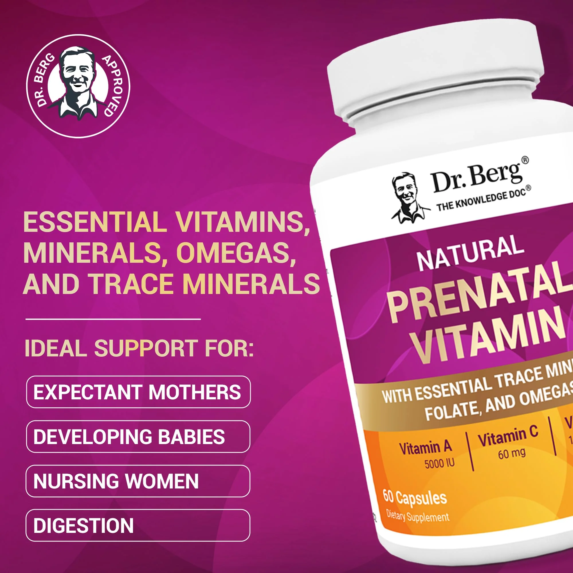 Dr. Berg Natural Prenatal Vitamins for Women – Folate, Omegas & 11 Superfoods | 60 Capsules - Image 3