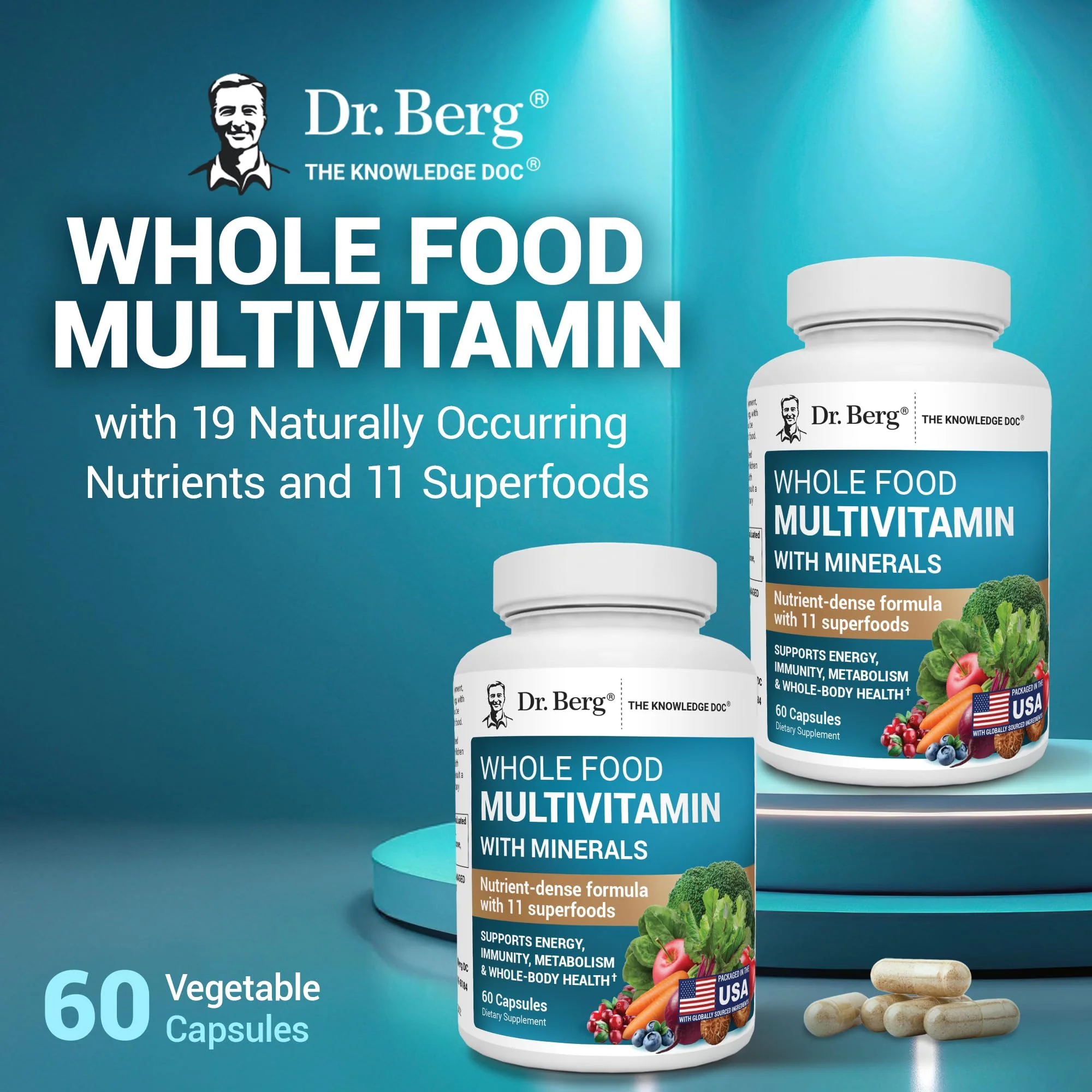Dr. Berg Whole Food Multivitamin with Minerals – Daily Multivitamin for Men & Women | 60 Capsules - Image 4