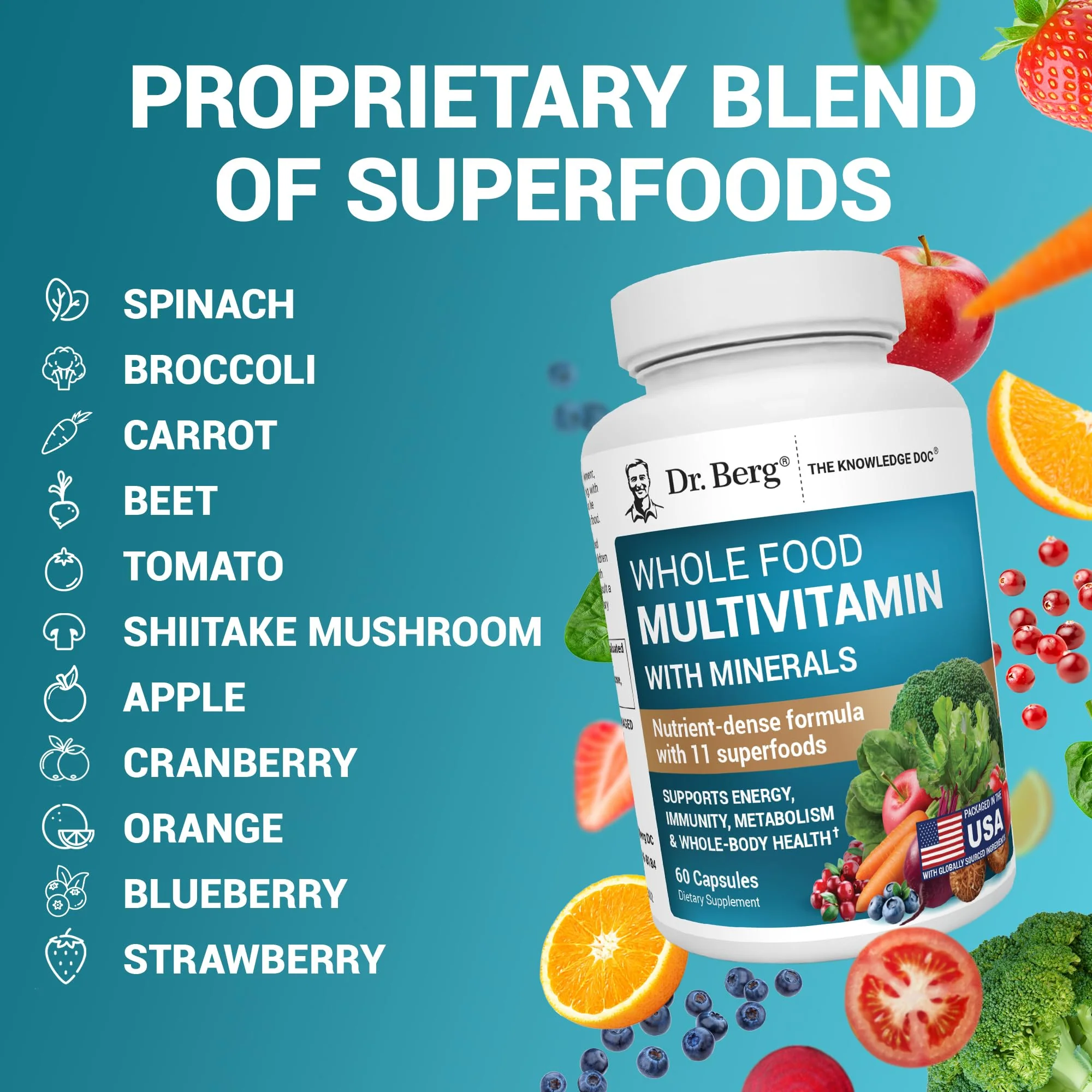 Dr. Berg Whole Food Multivitamin with Minerals – Daily Multivitamin for Men & Women | 60 Capsules - Image 6
