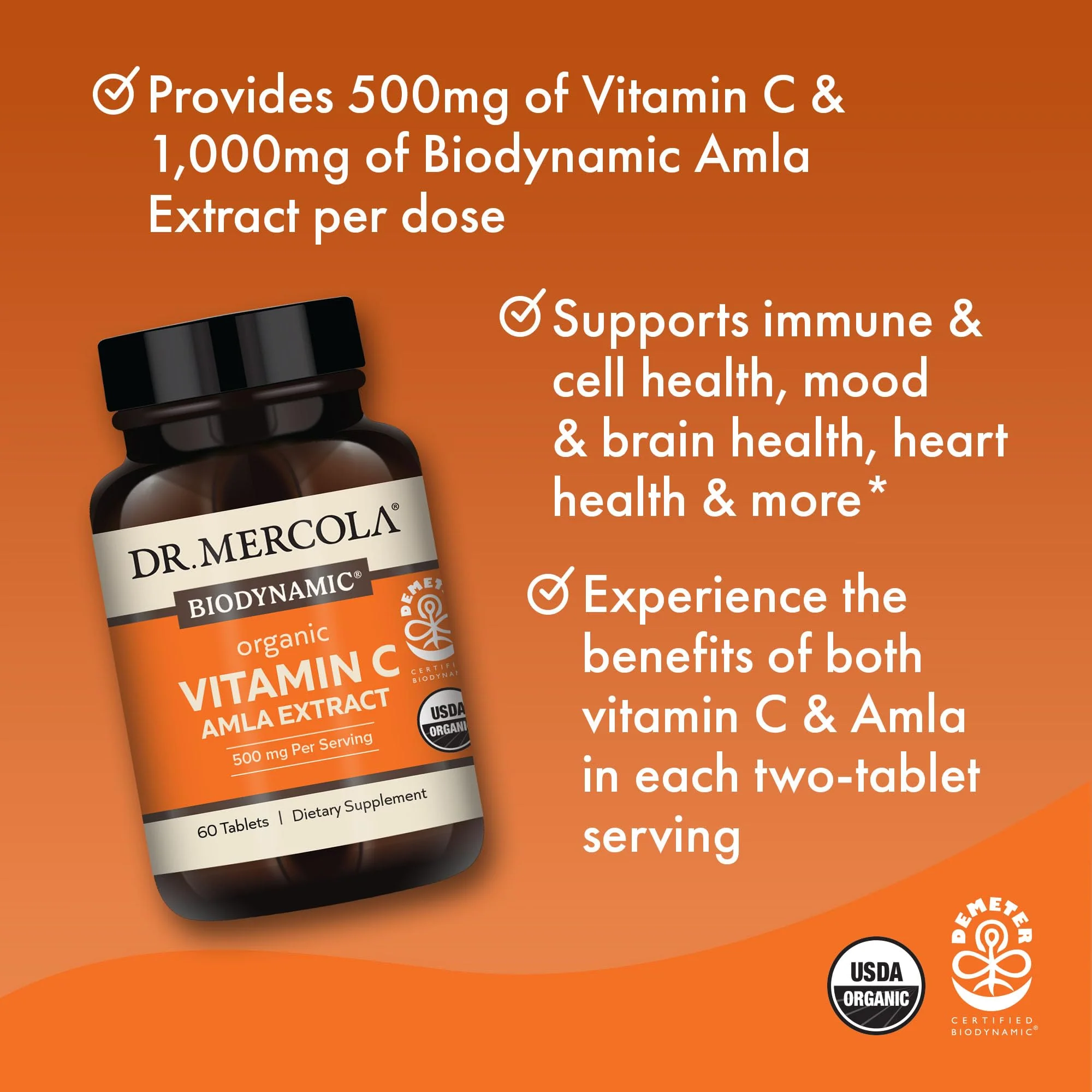 Dr. Mercola Biodynamic Organic Vitamin C Amla Extract – 500 mg Vitamin C, 60 Tablets (30 Servings), Non-GMO - Image 10