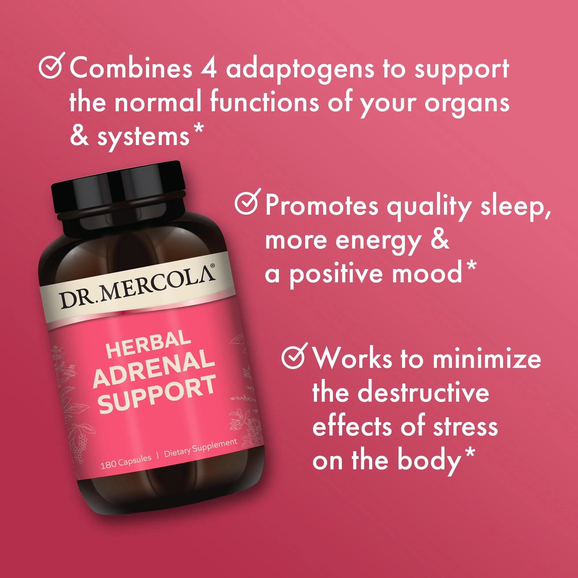 Dr. Mercola Herbal Adrenal Support - 90 Servings (180 Capsules) | Mood & Stress Management, Non-GMO - Image 4
