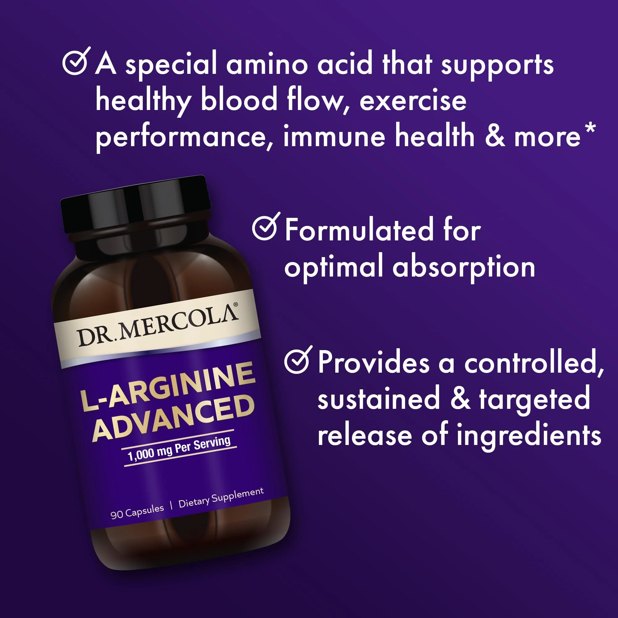 Dr. Mercola L-Arginine Advanced - 30 Servings (90 Capsules) | 1000 mg per Serving | Non-GMO Dietary Supplement - Image 5