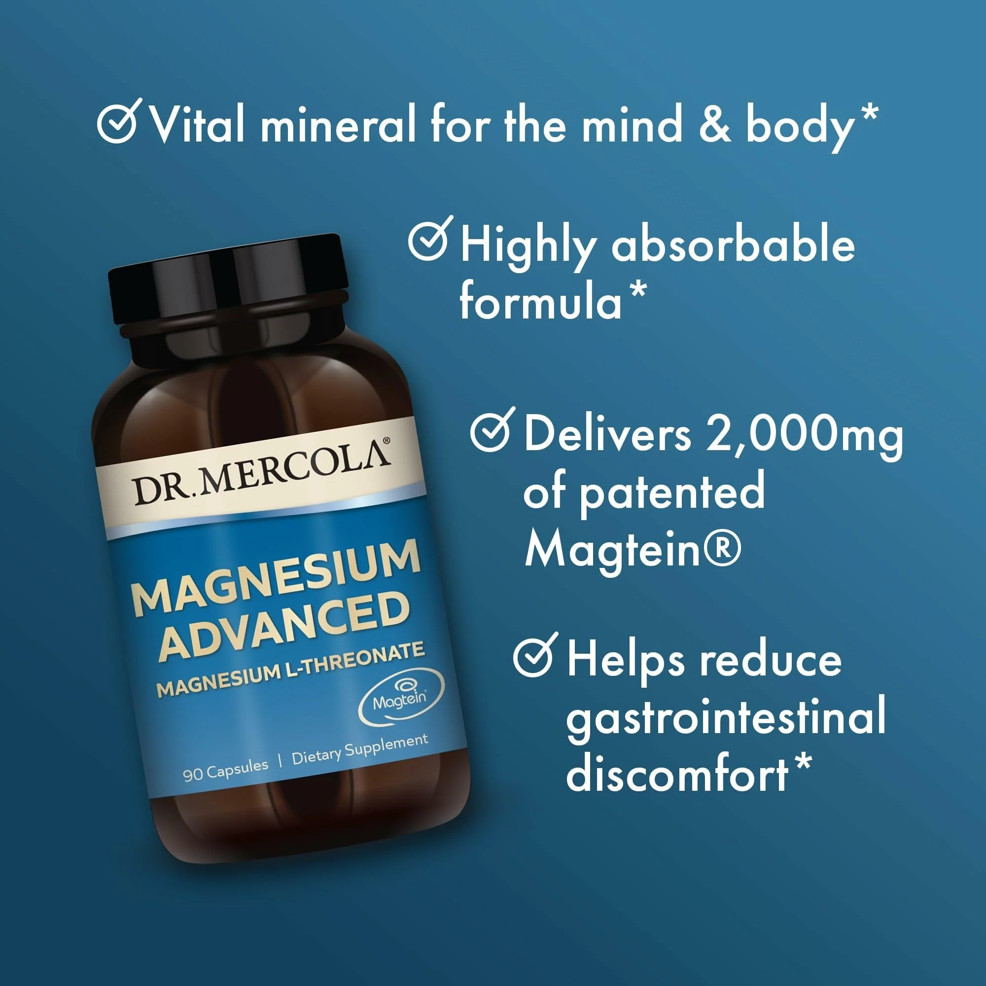 Dr. Mercola Magnesium Advanced – 2,000 mg Magtein Magnesium L-Threonate for Brain & Cellular Support | 2 Pack, 60 Servings - Image 12