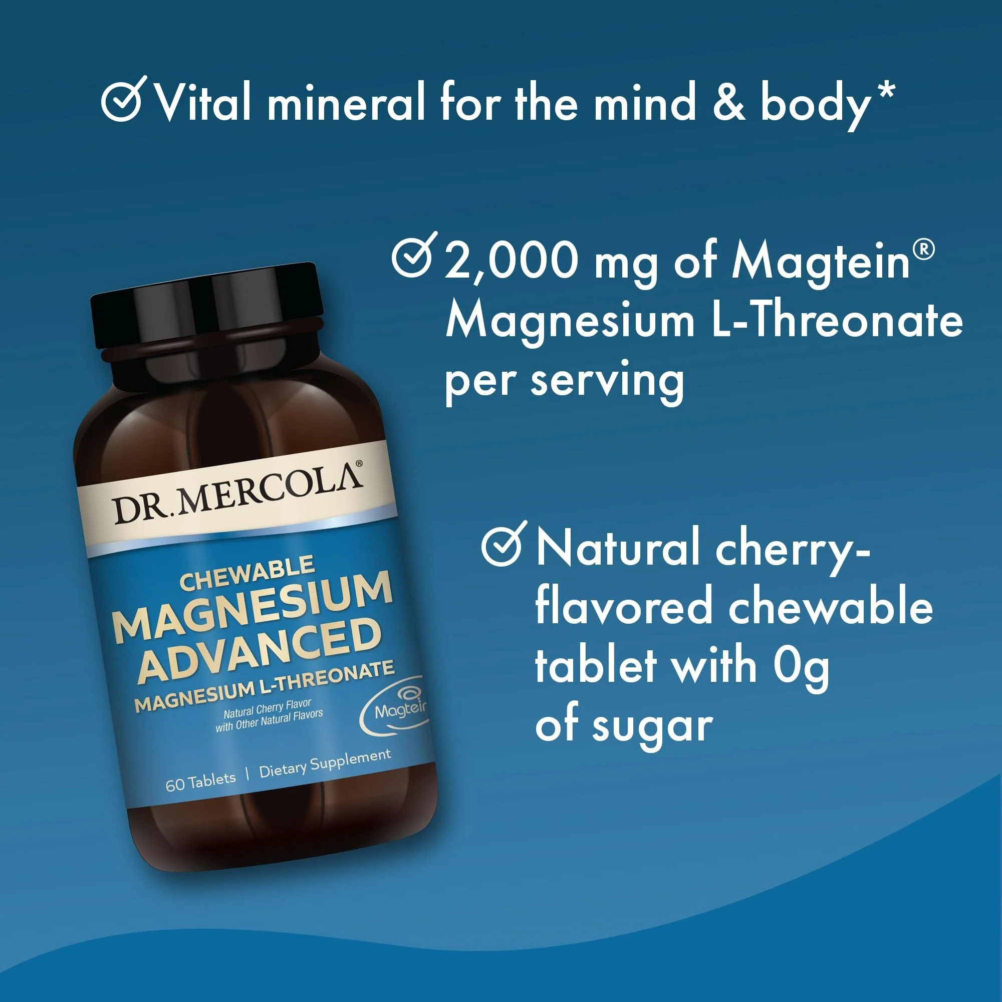 Dr. Mercola Magnesium Advanced, 30 Servings (60 Tablets) – Magnesium L-Threonate, Cherry Flavor - Image 3