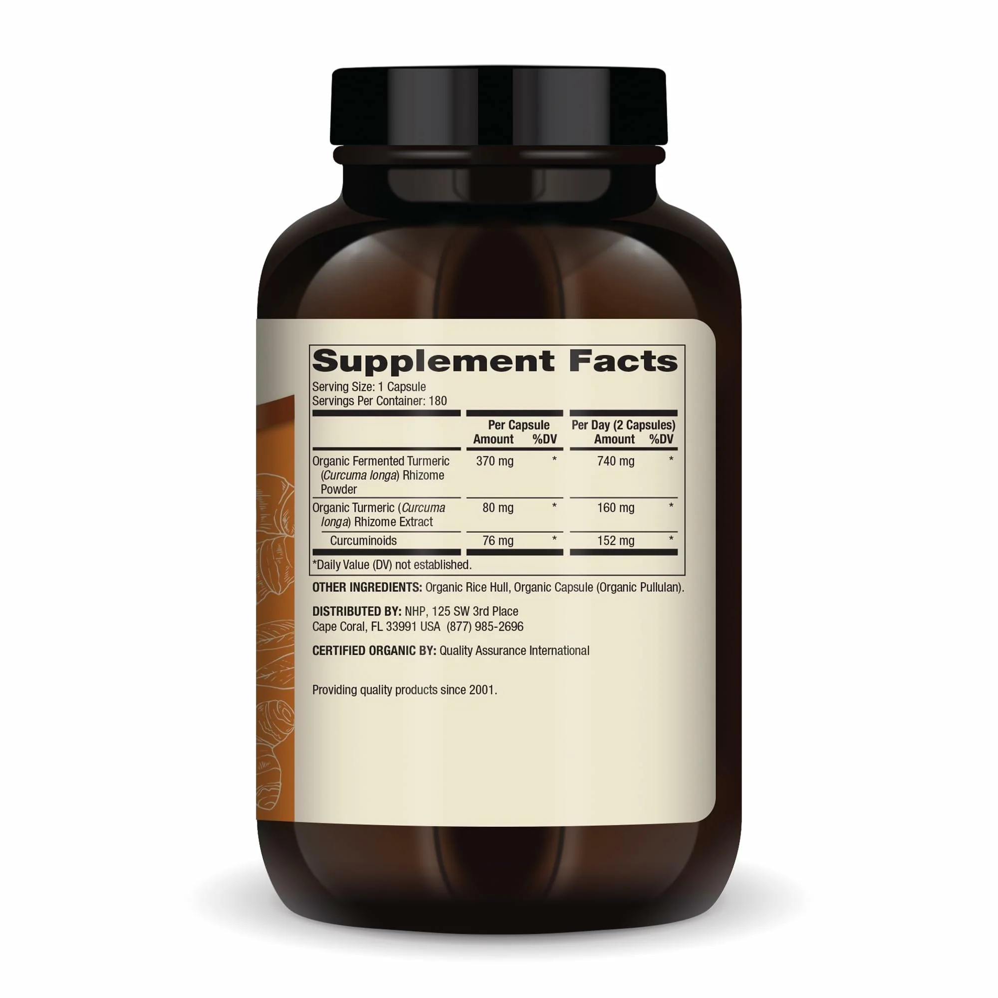Dr. Mercola Organic Fermented Turmeric – 370 mg High-Bioavailability Curcuminoids, 180 Capsules (90 Servings) – USDA Organic, Non-GMO, Gluten-Free & Soy-Free - Image 9