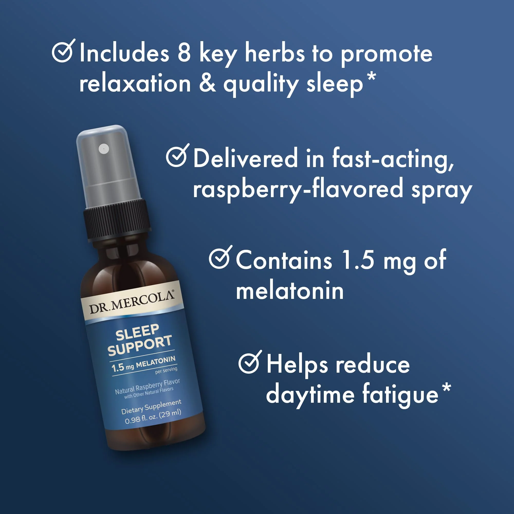 Dr. Mercola Sleep Support with Melatonin Spray – Restful Sleep, Non-GMO, Gluten-Free & Soy-Free – Raspberry Flavor, 0.98 fl oz (3 Pack) - Image 4