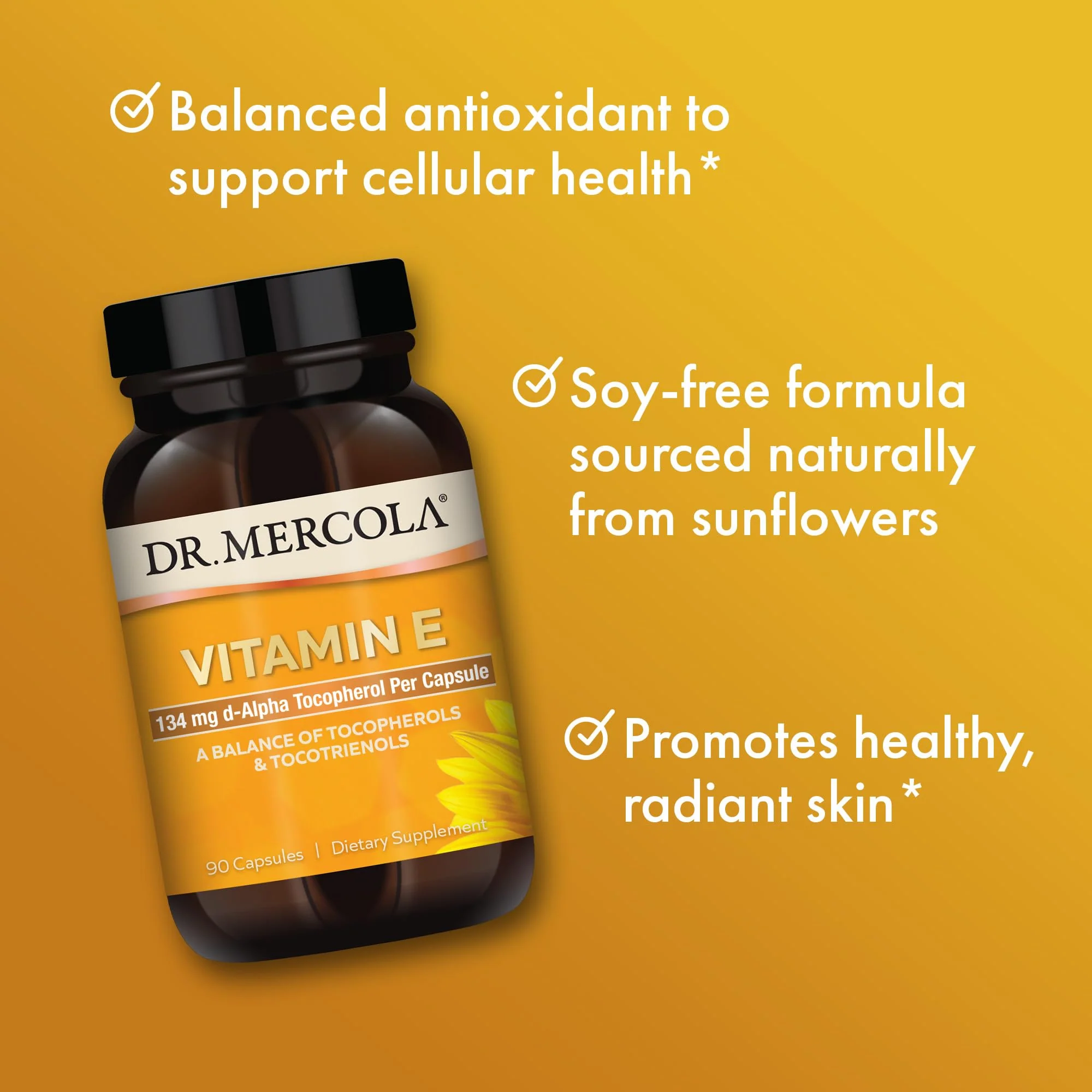 Dr. Mercola Vitamin E - Complete Tocopherol & Tocotrienol Blend for Skin & Antioxidant Support | 90 Capsules - Image 4
