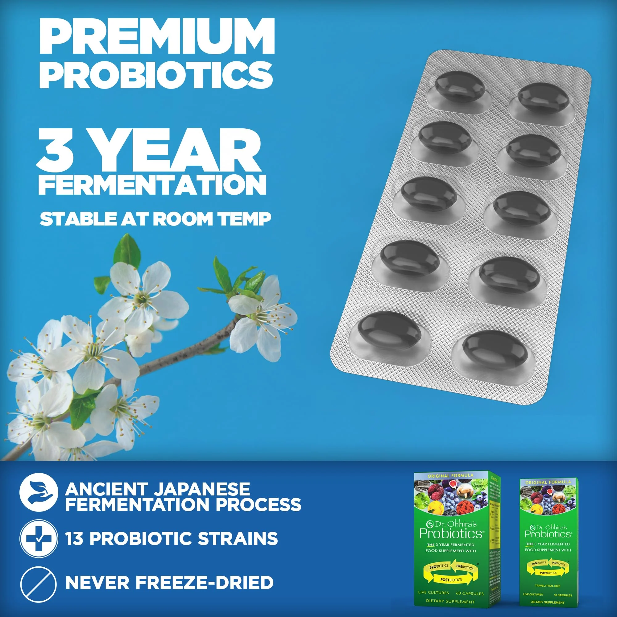 Dr. Ohhira's Probiotics Original Formula – 60 Caps + 10-Caps Travel Pack | 13 Strains, Prebiotics & Postbiotics | Essential Formulas - Image 4