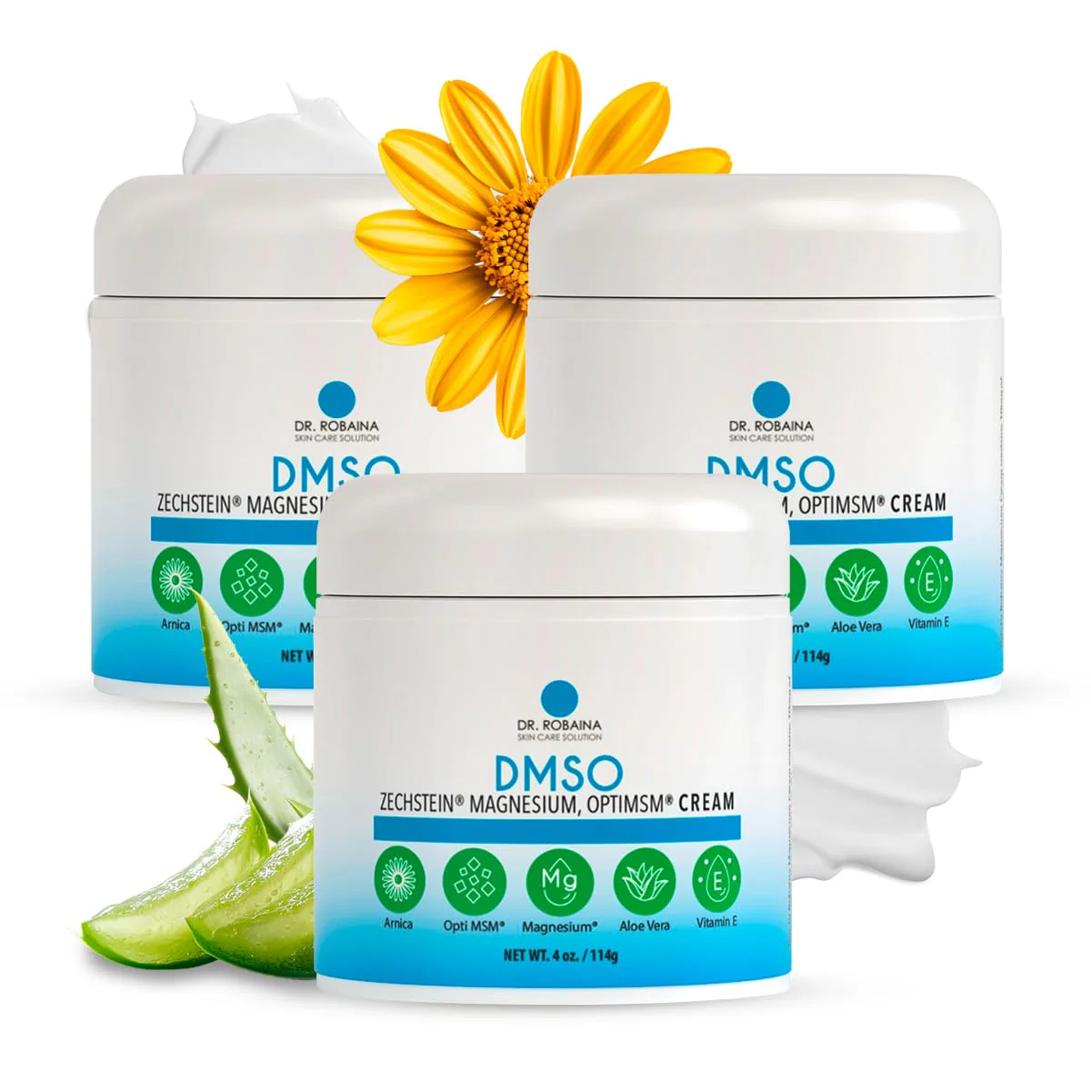 Dr. Robaina DMSO Cream – 99.9% Pure DMSO with Zechstein Magnesium & Arnica | Made in USA