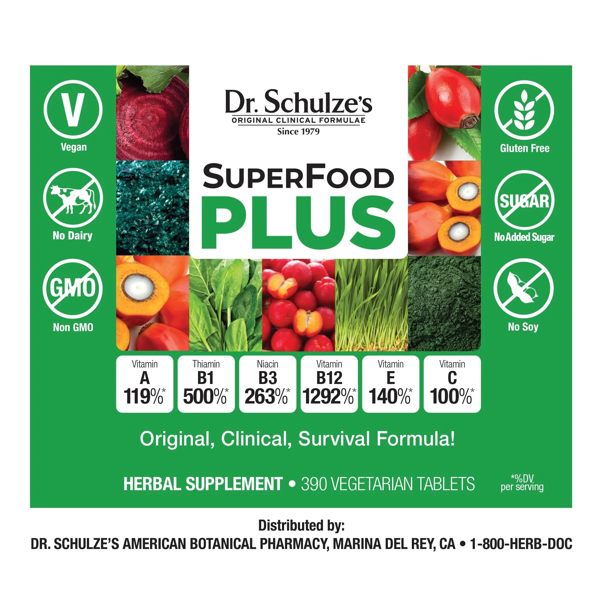 Dr. Schulze's SuperFood Plus | Everyday Plant-Based Nutrition for Wellness | 390 Tablets - Image 12