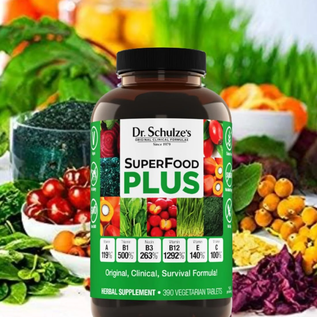 Dr. Schulze's SuperFood Plus | Everyday Plant-Based Nutrition for Wellness | 390 Tablets - Image 2