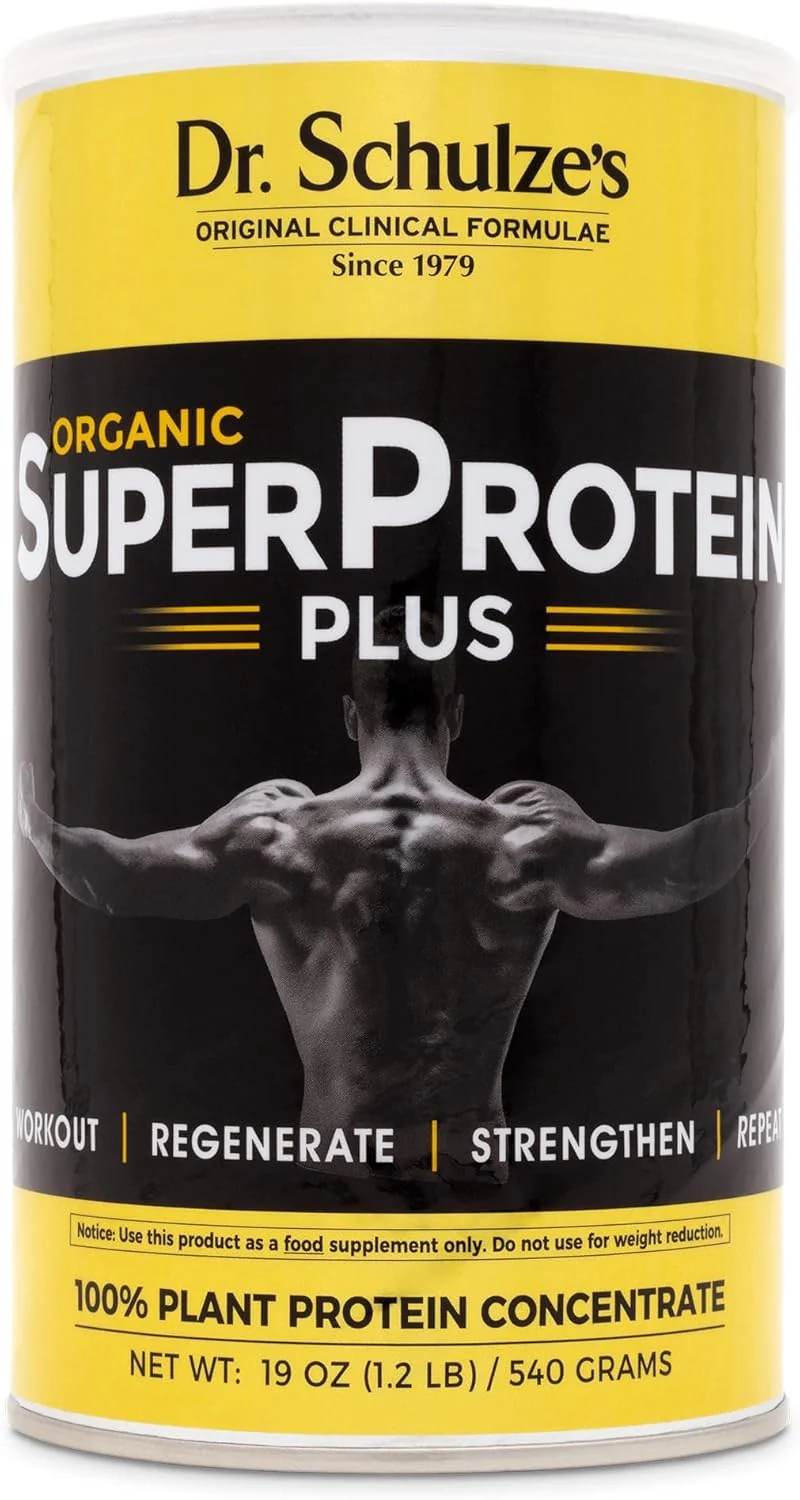 Dr. Schulze's SuperProtein Plus | 100% Plant Protein, Organic Powder, B-12 & Spirulina | 19 oz