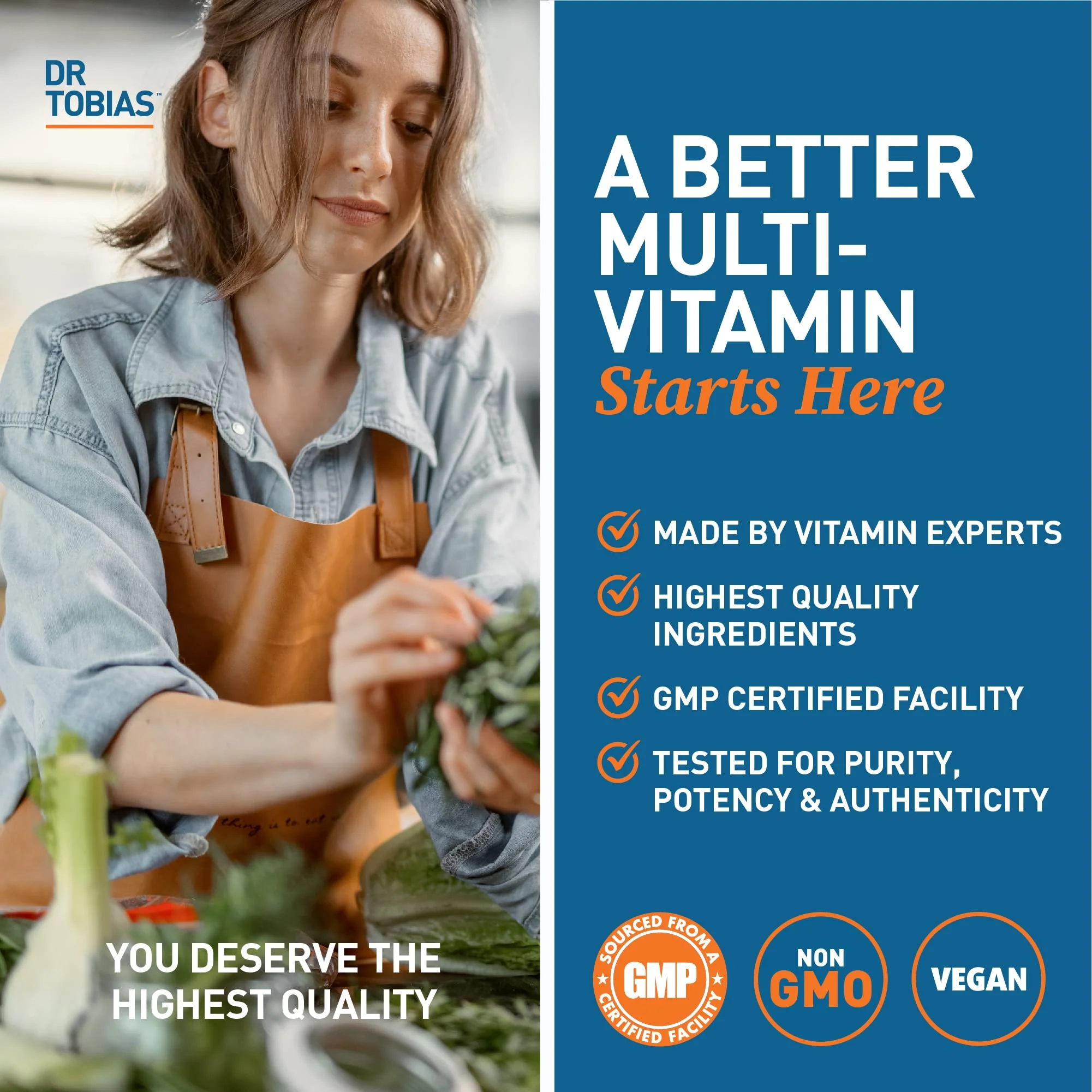 Dr. Tobias Adult Multivitamin for Women & Men – Immune Support, 42 Fruits & Vegetables, Vegan, Non-GMO, 180 Tablets - Image 5