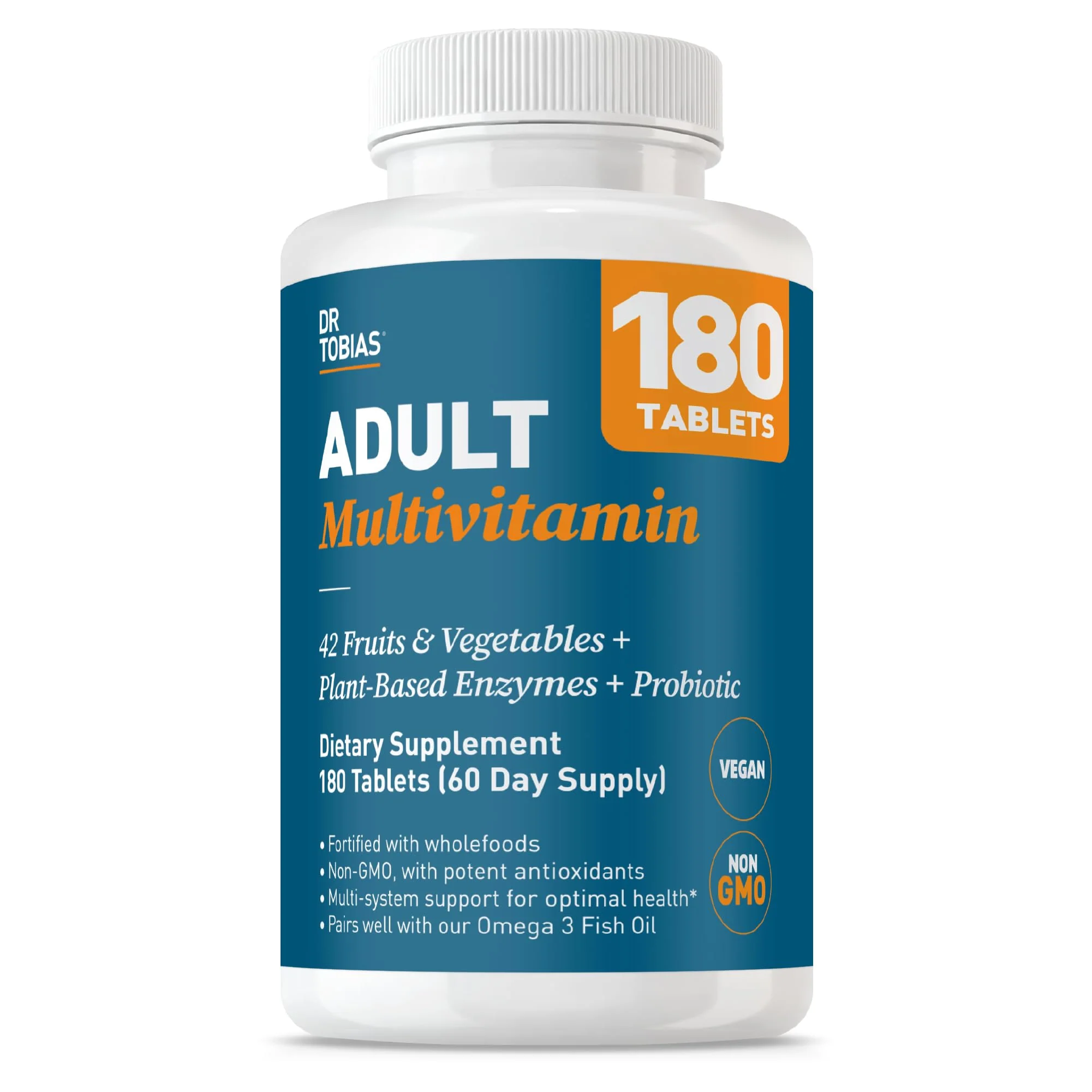 Dr. Tobias Adult Multivitamin for Women & Men – Immune Support, 42 Fruits & Vegetables, Vegan, Non-GMO, 180 Tablets - Image 7