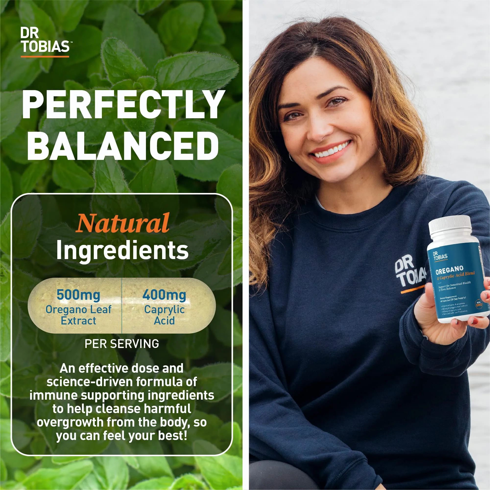 Dr. Tobias Oregano & Caprylic Acid Blend – Gut Flora Balance, Probiotics & Enzymes, 120 Capsules - Image 9
