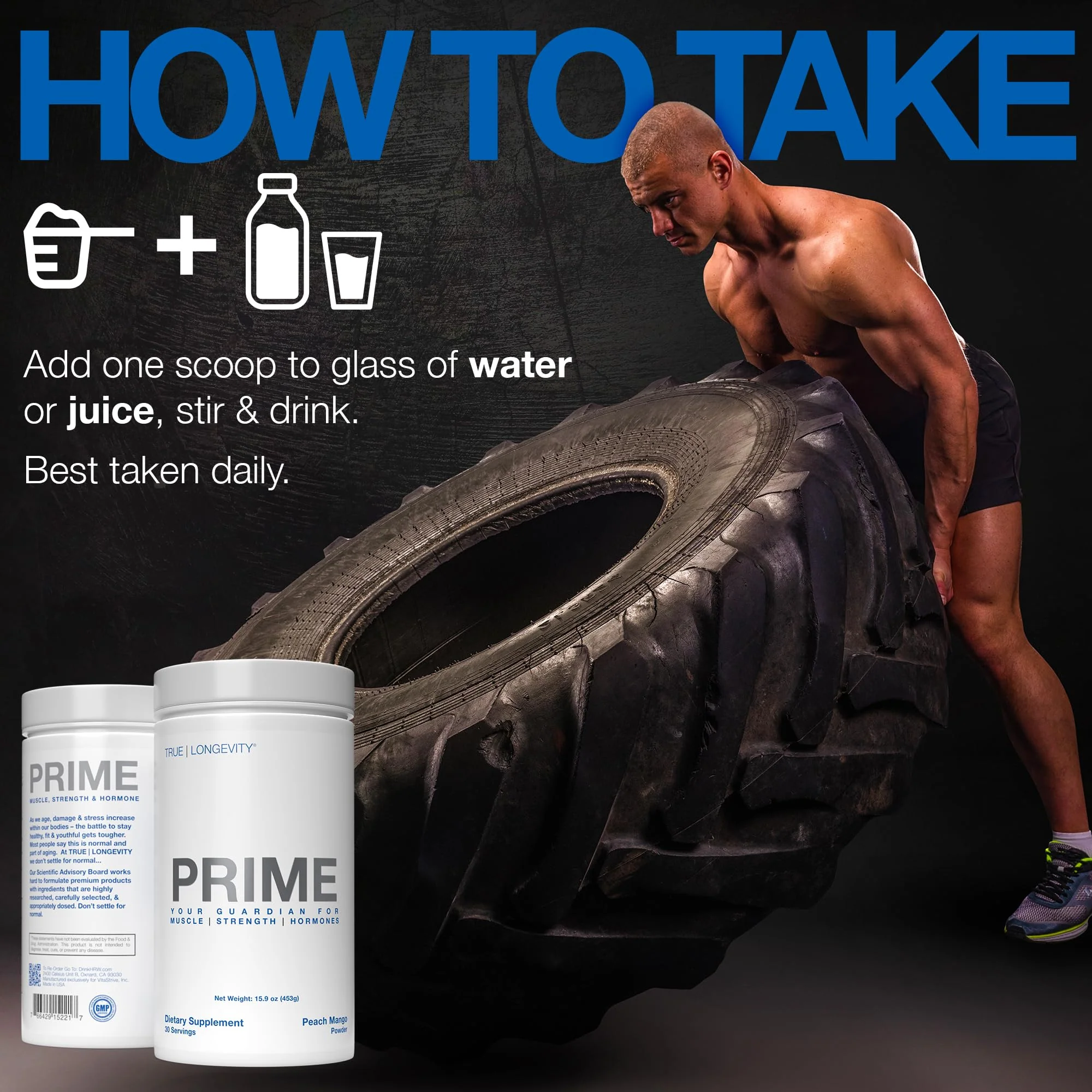 DRINK HRW Prime – Men's Health Supplement | Creatine+ GAA + HMB | Peach Mango (30 Servings) - Image 7