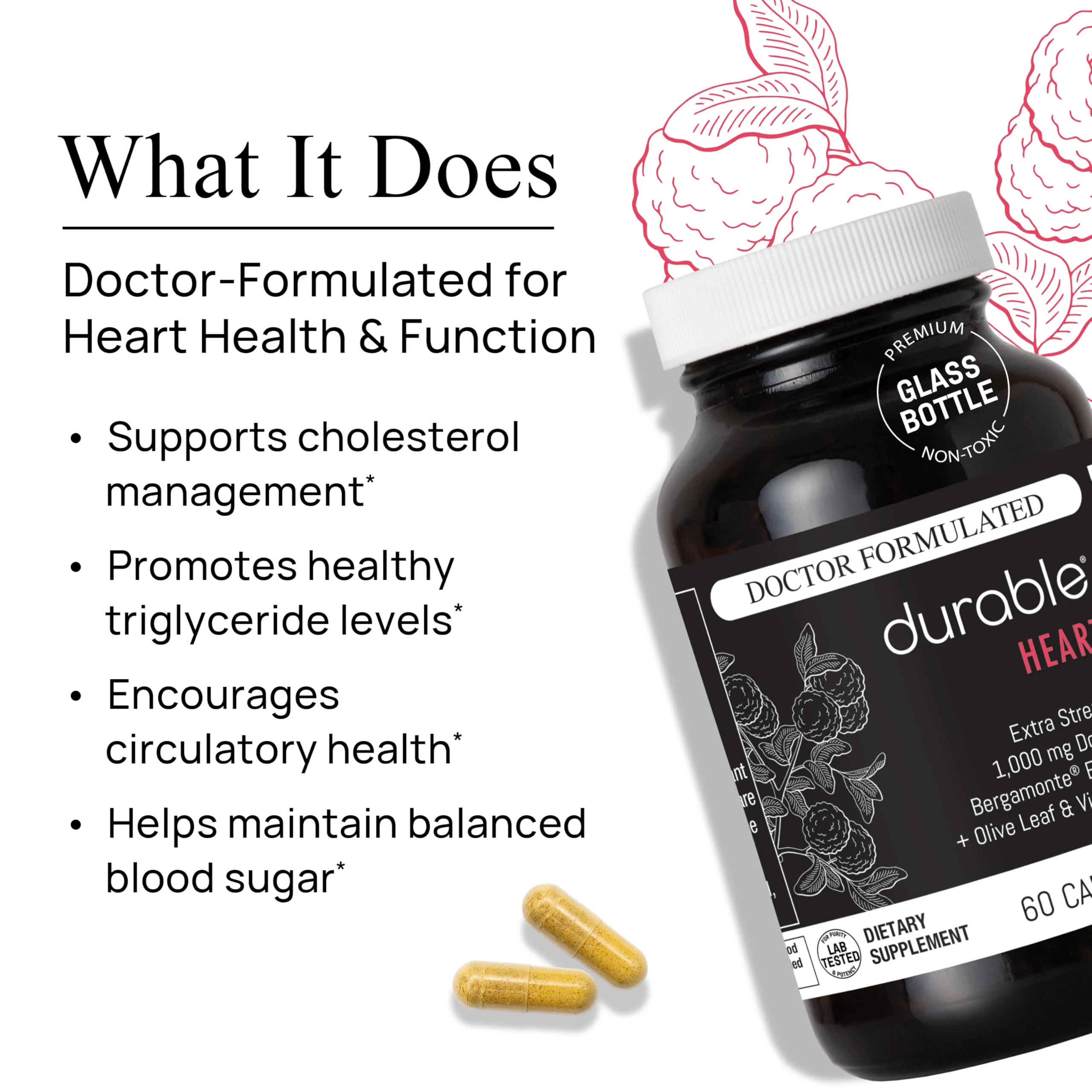 Durable Heart Bergamonte 1000mg + Olive Leaf + Vitamin C | Heart Health Supplement - Image 11