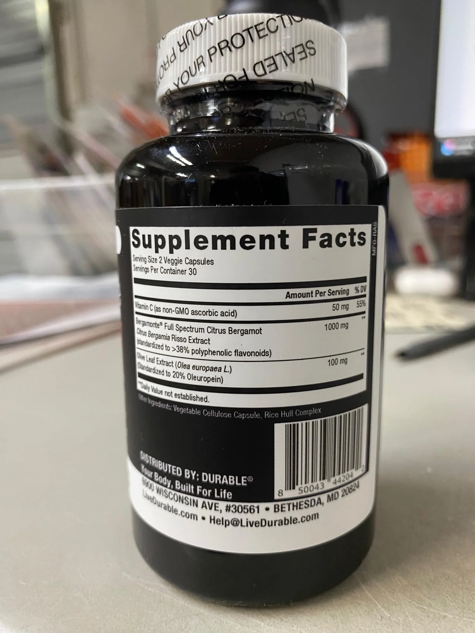 Durable Heart Bergamonte 1000mg + Olive Leaf + Vitamin C | Heart Health Supplement - Image 3
