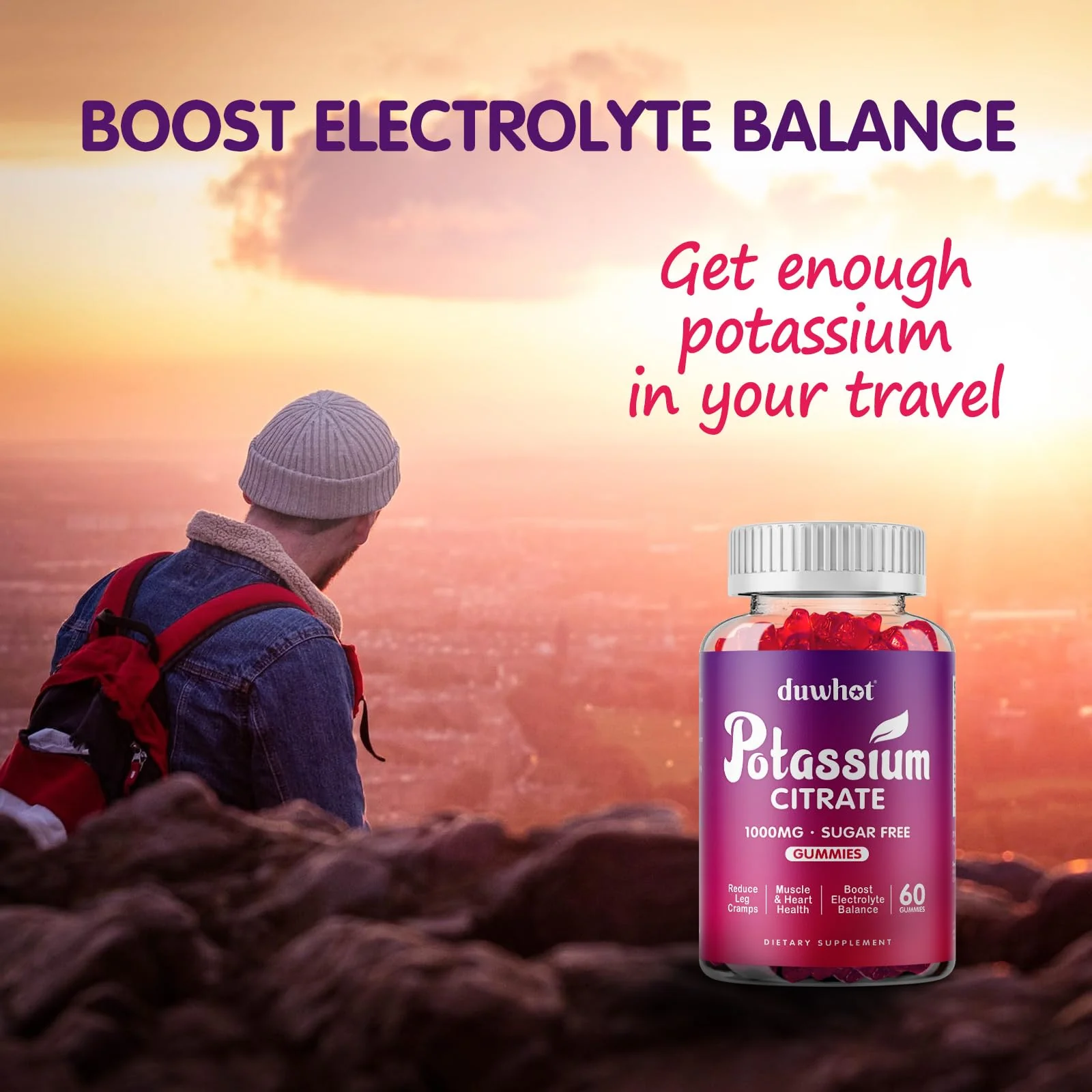 duwhot Potassium Citrate 1000mg Gummies – 120 Chewables | Leg Cramps & Muscle Health - Image 5