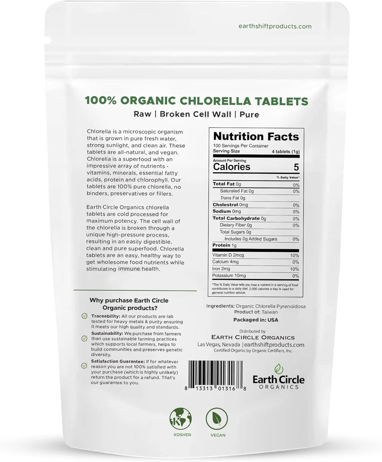 Earth Circle Organics Organic Chlorella Tablets 400 Count – High Potency, Broken Cell Wall, Vegan & Kosher | Pack of 3 - Image 11
