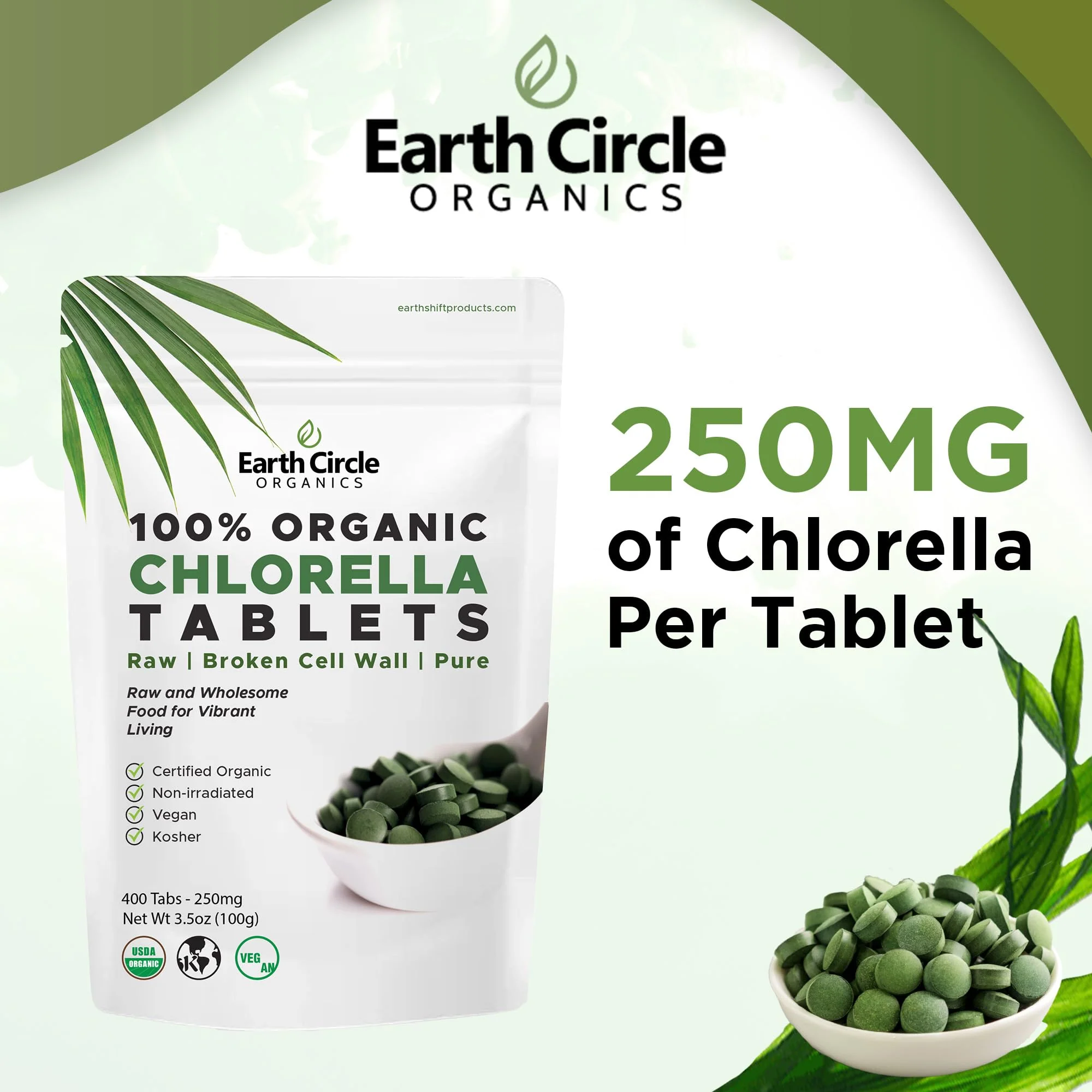 Earth Circle Organics Organic Chlorella Tablets 400 Count – High Potency, Broken Cell Wall, Vegan & Kosher | Pack of 3 - Image 12