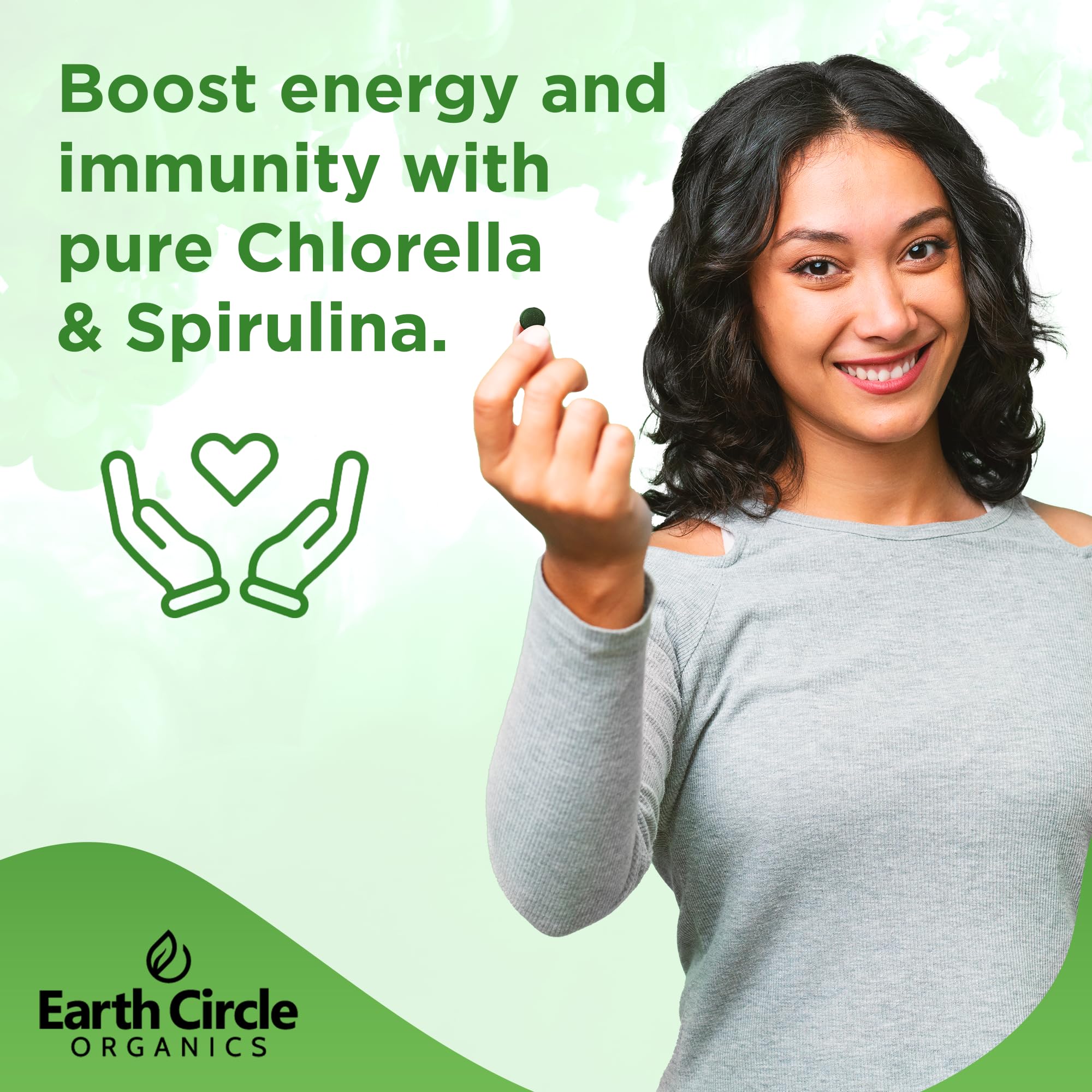 Earth Circle Organics Premium Organic Chlorella & Spirulina Tablets 1000 Count (50/50) – Cracked Cell Wall for Maximum Absorption | Vegan, Kosher Green Algae Superfood | Pack of 2 - Image 2