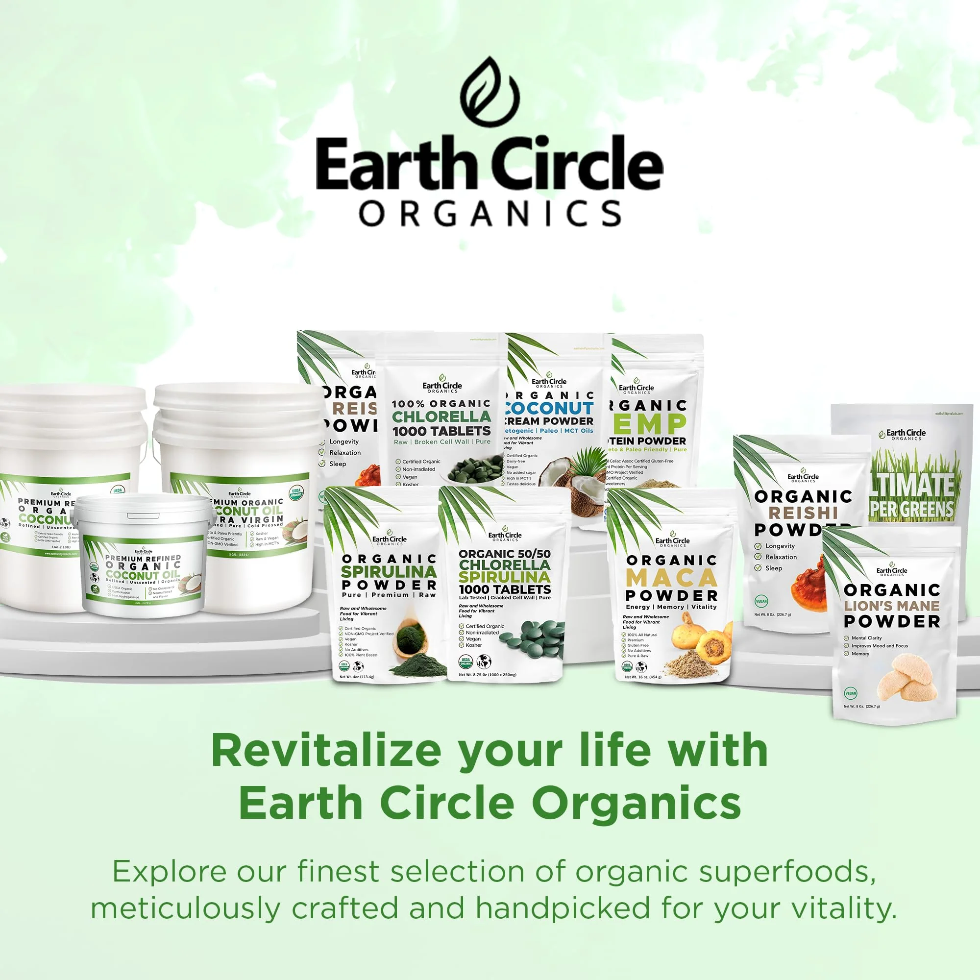 Earth Circle Organics Premium Organic Chlorella + Spirulina Tablets 1000 Count (50/50) – Vegan, Kosher, Cracked Cell Wall - Image 7