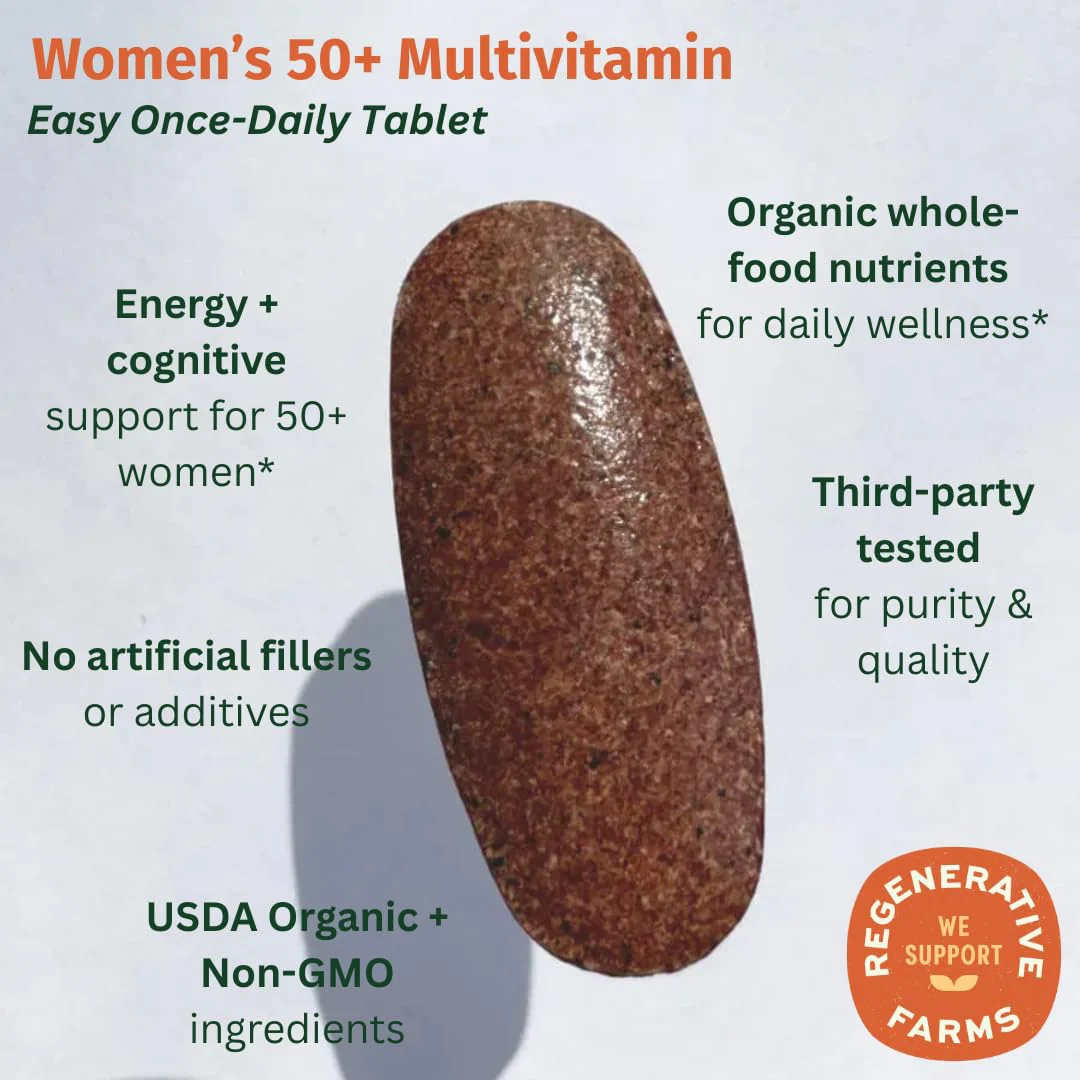 EarthFirst Organic Once Daily Multivitamin for Women 50+ - Bone, Energy & Heart Health (60 Count) - Image 12